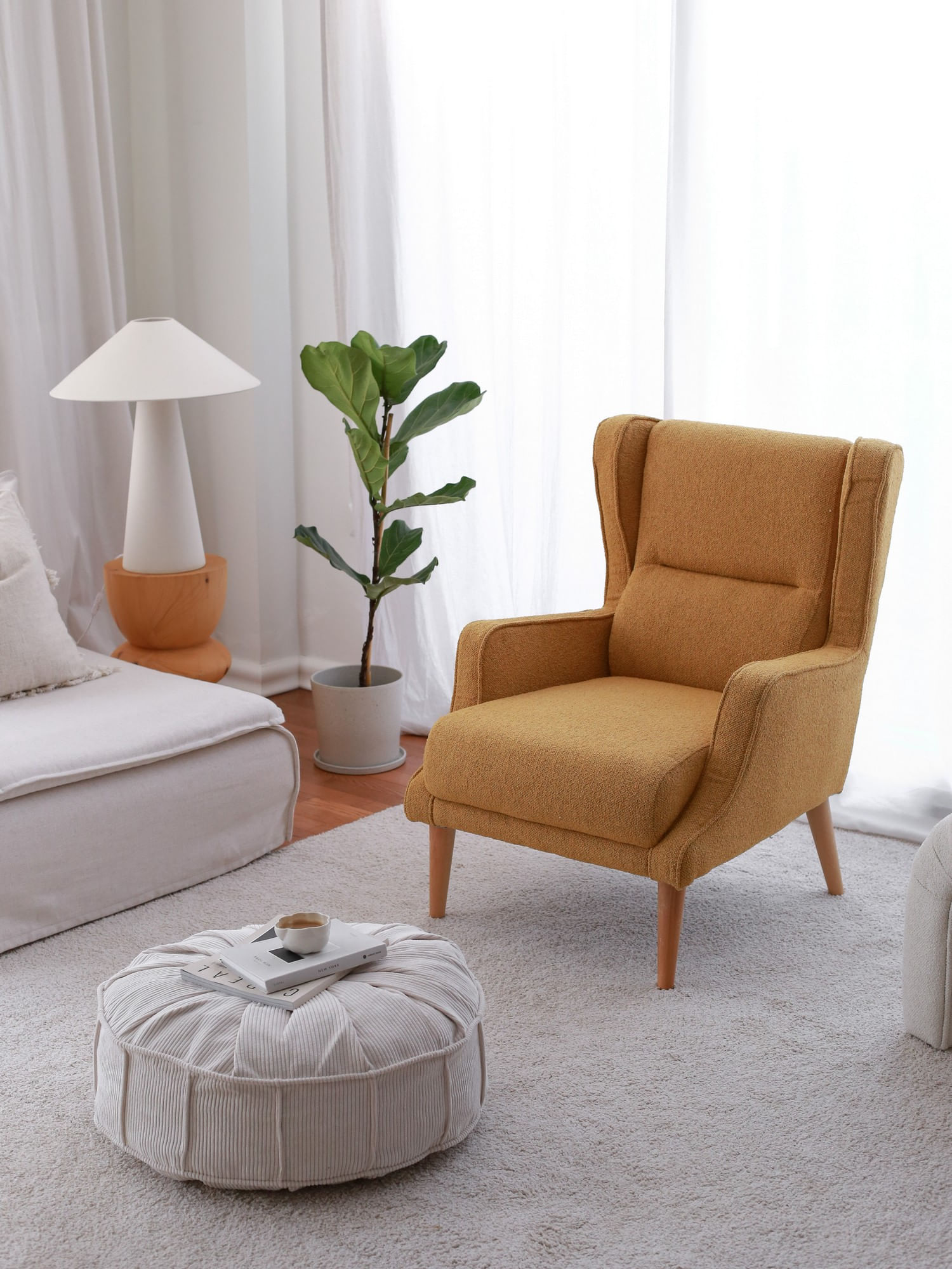 Fotoliu, Atelier Del Sofa, teddy, mustar, 78x94x70 cm — imaginea 5