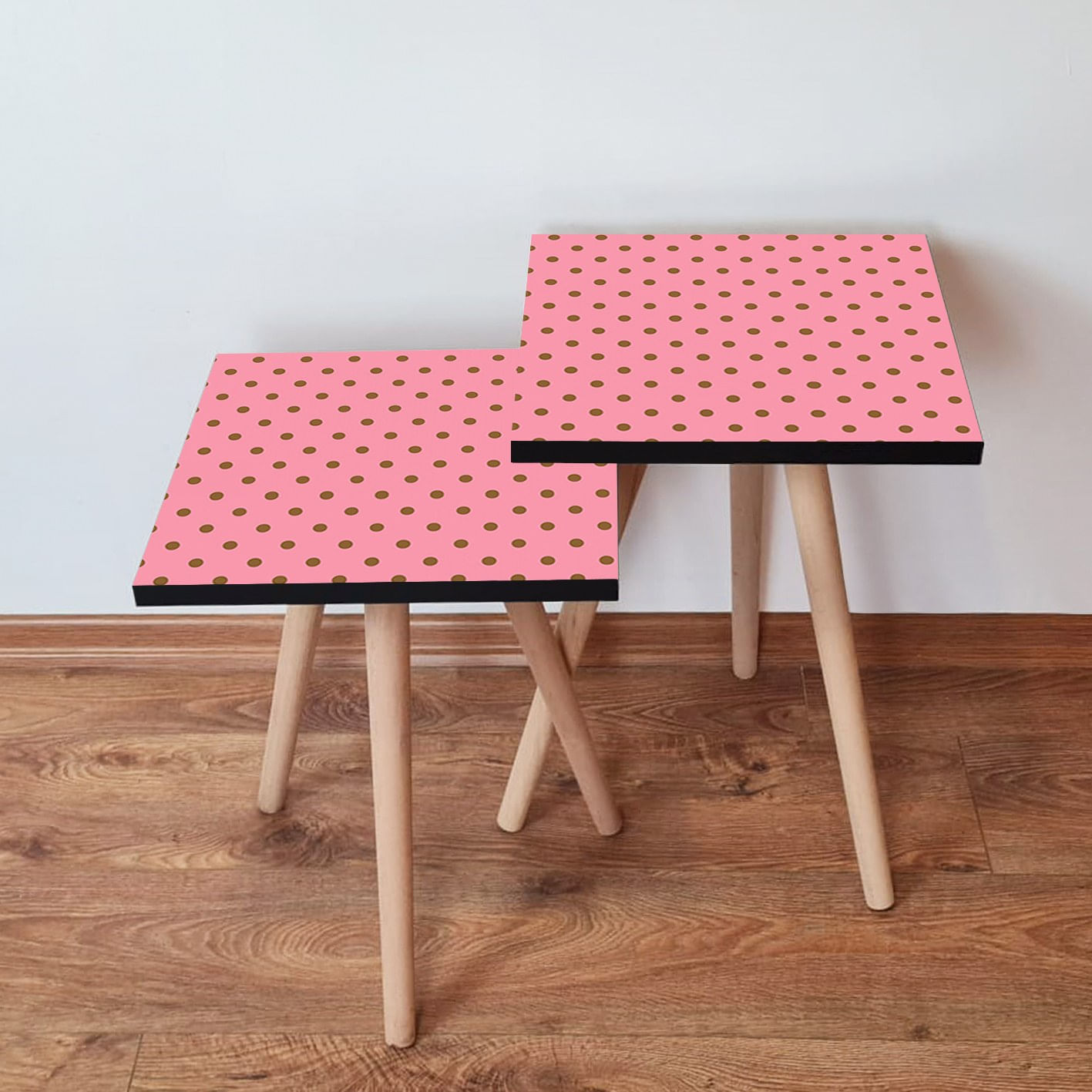 Set masute cuib, Hanah Home, mdf, roz maro, 35x35x47 cm, 2 piese