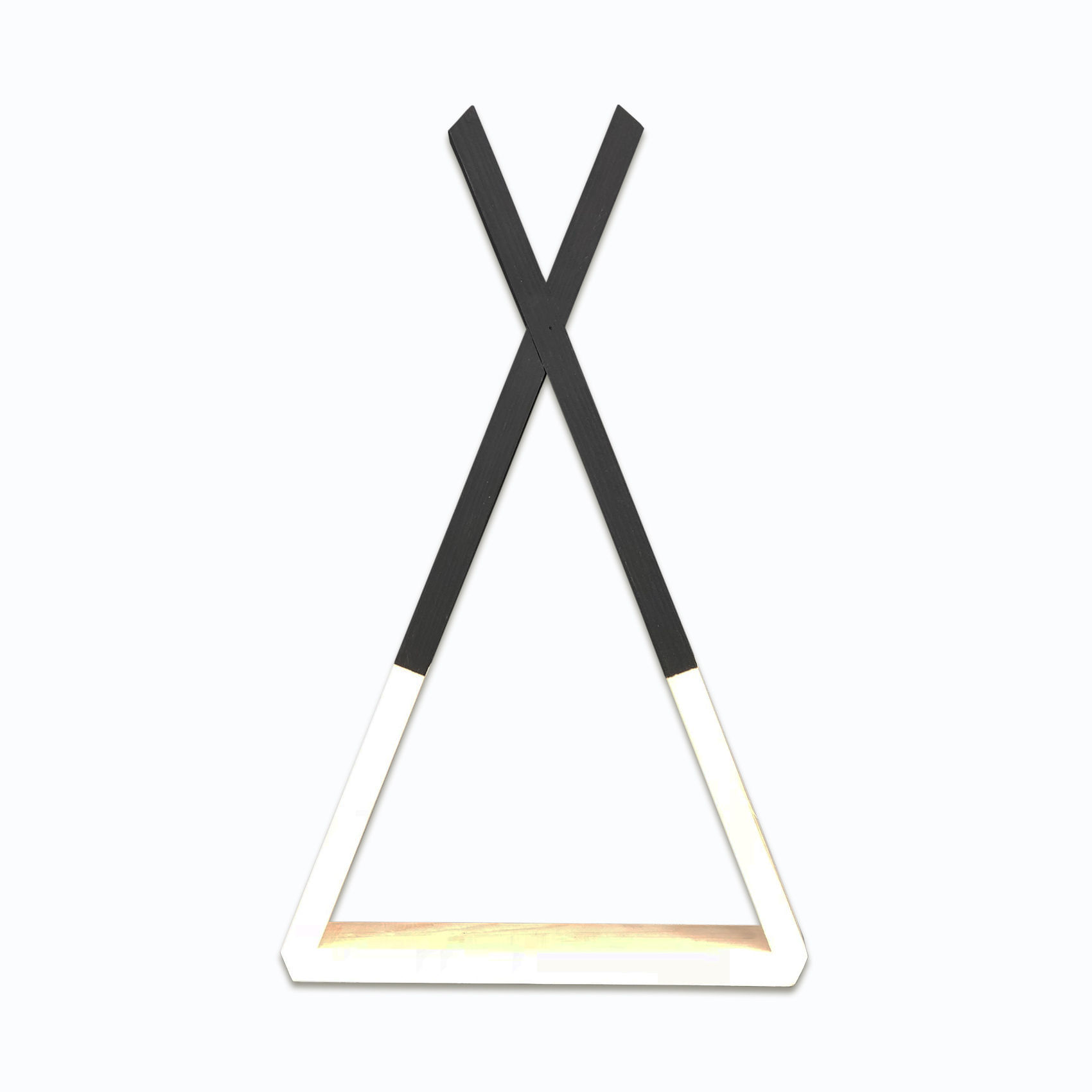 Raft de perete, Hanah Home, lemn masiv, nuc si negru, 25x42x6 cm — imaginea 3