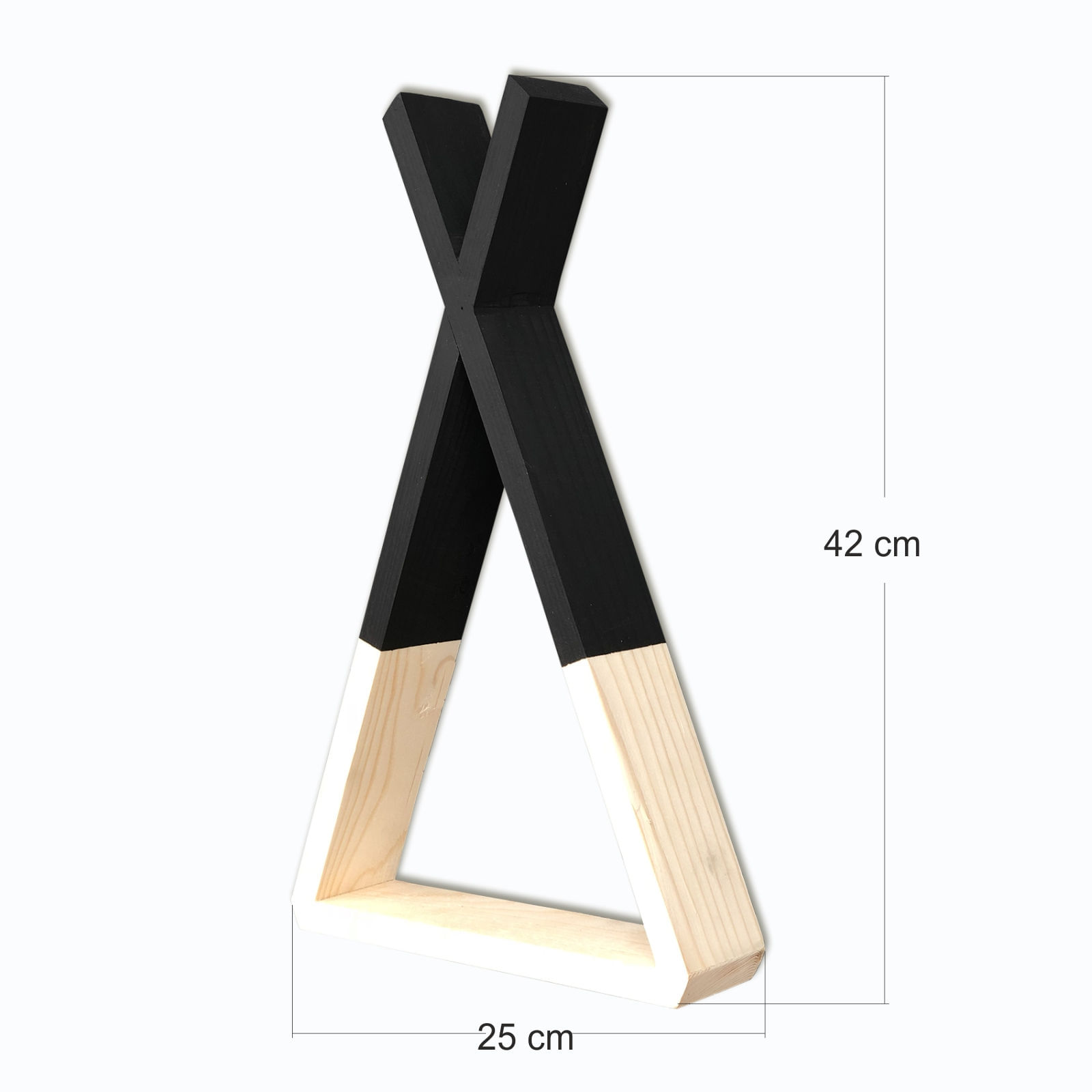 Raft de perete, Hanah Home, lemn masiv, nuc si negru, 25x42x6 cm — imaginea 4