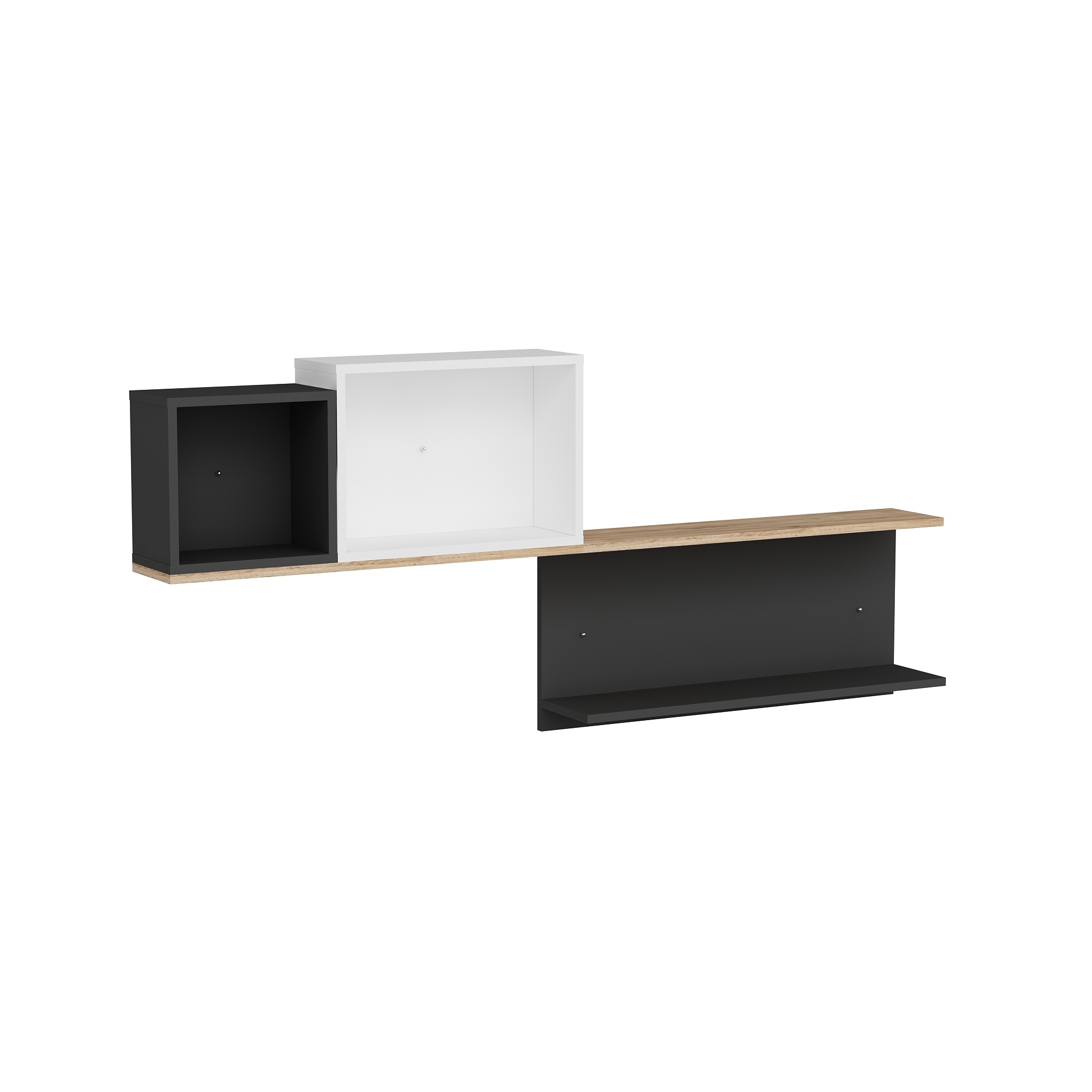 Raft de perete, Hanah Home, panou aglomerat melaminat, pin atlantic antracit alb, 180x80.4x19.6 cm — imaginea 2