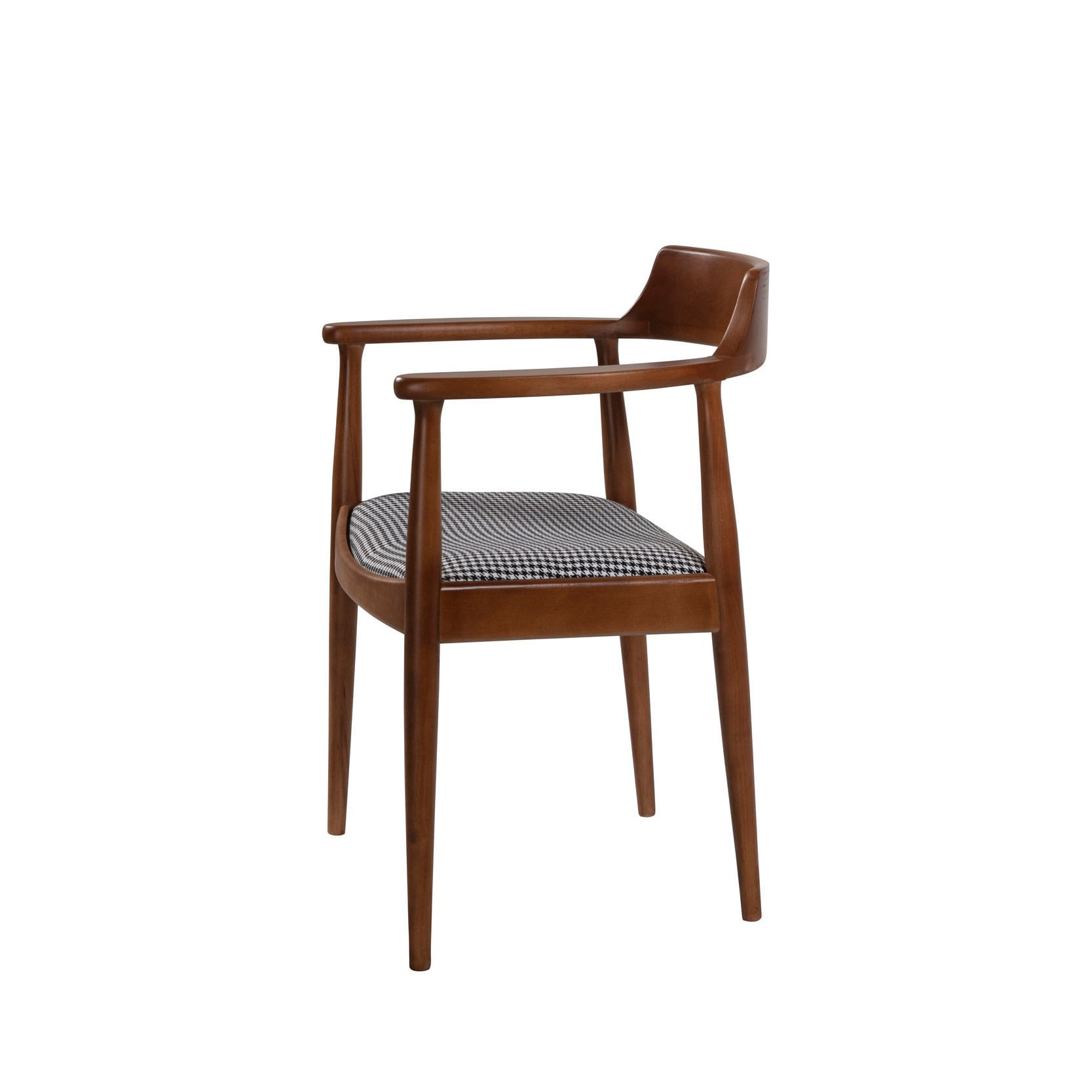 Scaun, Hanah Home, lemn masiv, nuc, negru, alb, 62x44x80 cm, in — imaginea 3