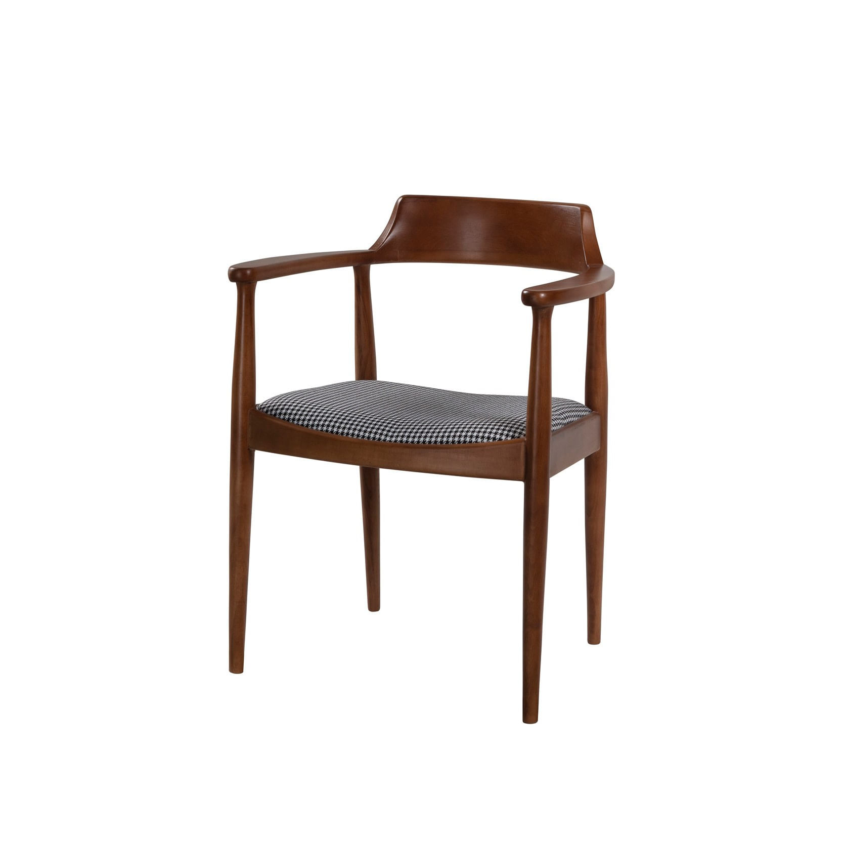 Scaun, Hanah Home, lemn masiv, nuc, negru, alb, 62x44x80 cm, in — imaginea 4