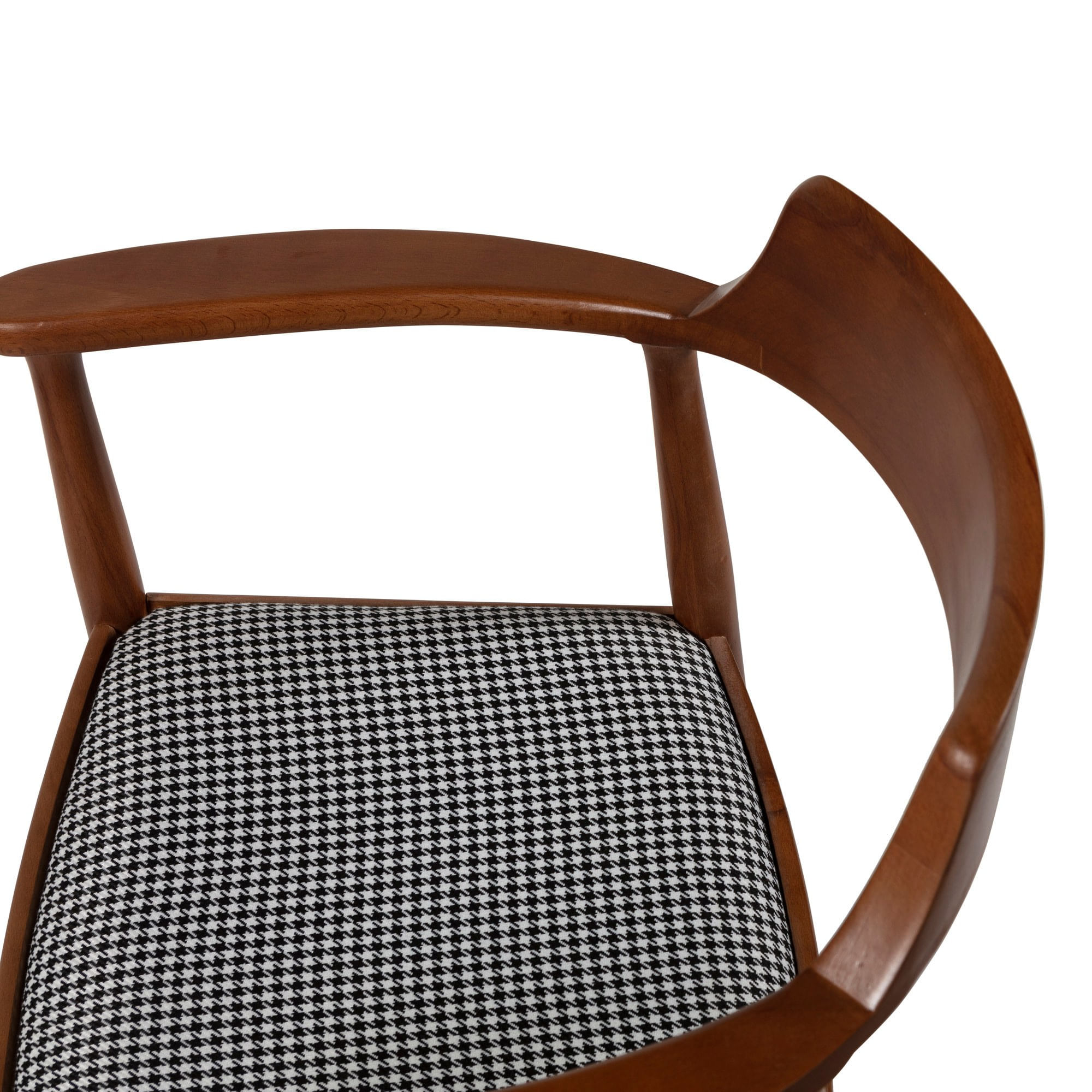 Scaun, Hanah Home, lemn masiv, nuc, negru, alb, 62x44x80 cm, in — imaginea 5