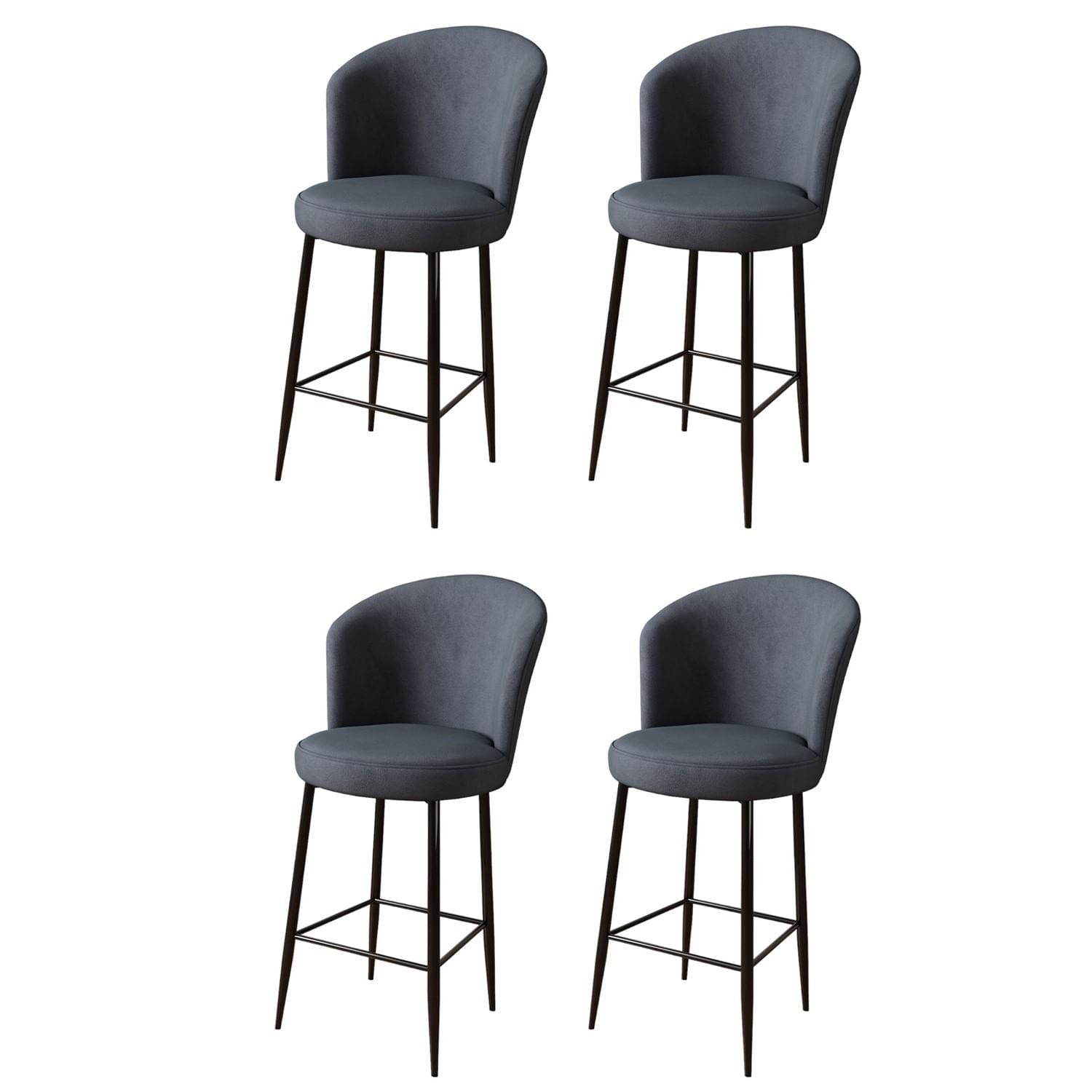 Set scaune de bar, Hanah Home, metal, antracit si negru, 46x40x102 cm, 4 piese — imaginea 3