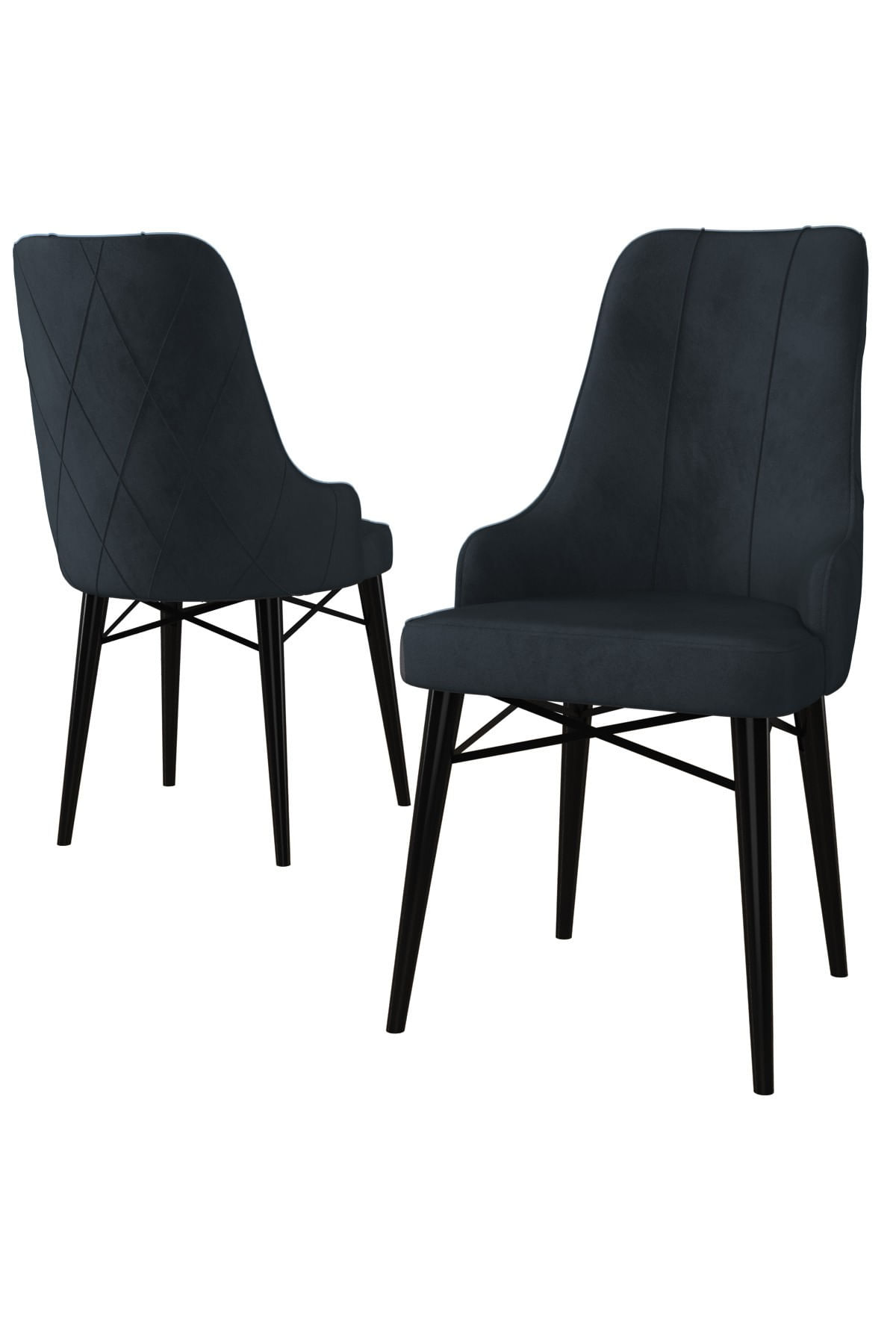 Set scaune, Hanah Home, metal, antracit si negru, 46x42x95 cm, 6 piese