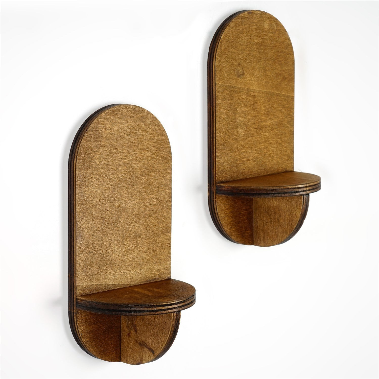 Raft de perete, Hanah Home, placaj, nuc, 13x26x9 cm (2 bucati) — imaginea 2