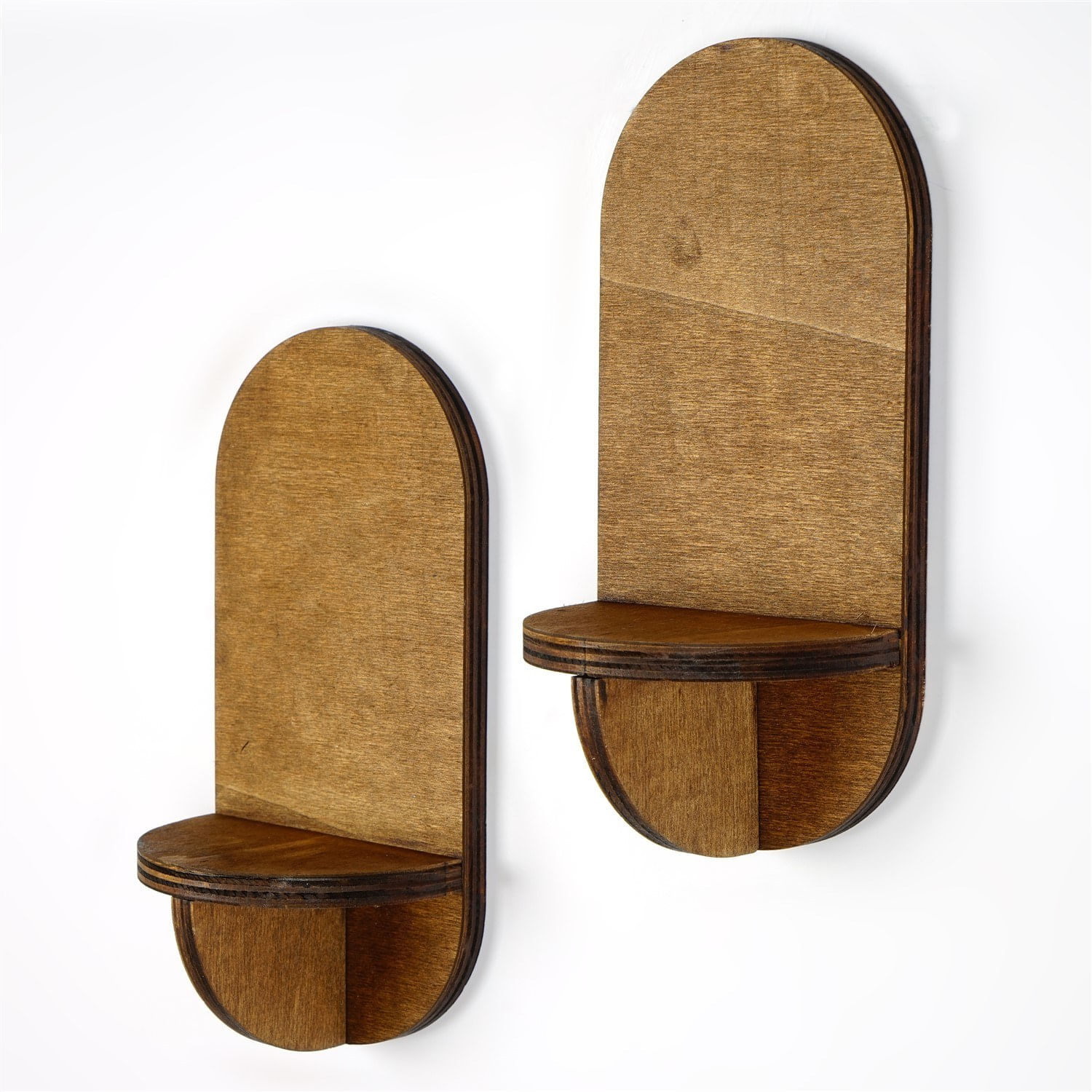 Raft de perete, Hanah Home, placaj, nuc, 13x26x9 cm (2 bucati) — imaginea 3
