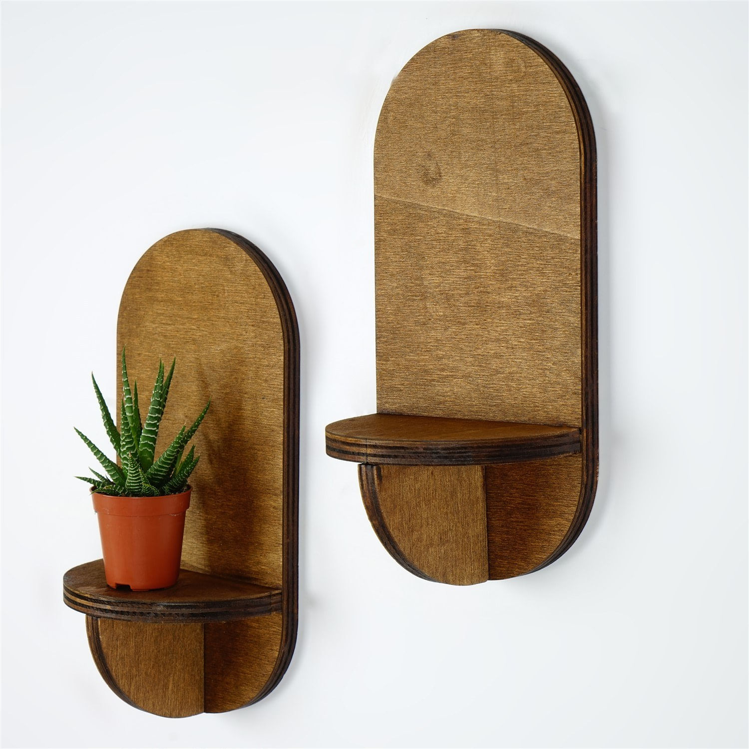 Raft de perete, Hanah Home, placaj, nuc, 13x26x9 cm (2 bucati) — imaginea 4