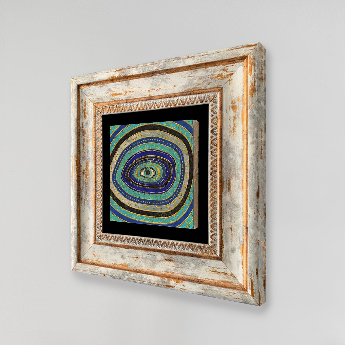 Tablou decorativ cu rama, Wallxpert, piatra, multicolor, 20x20 cm, 602KLV1105