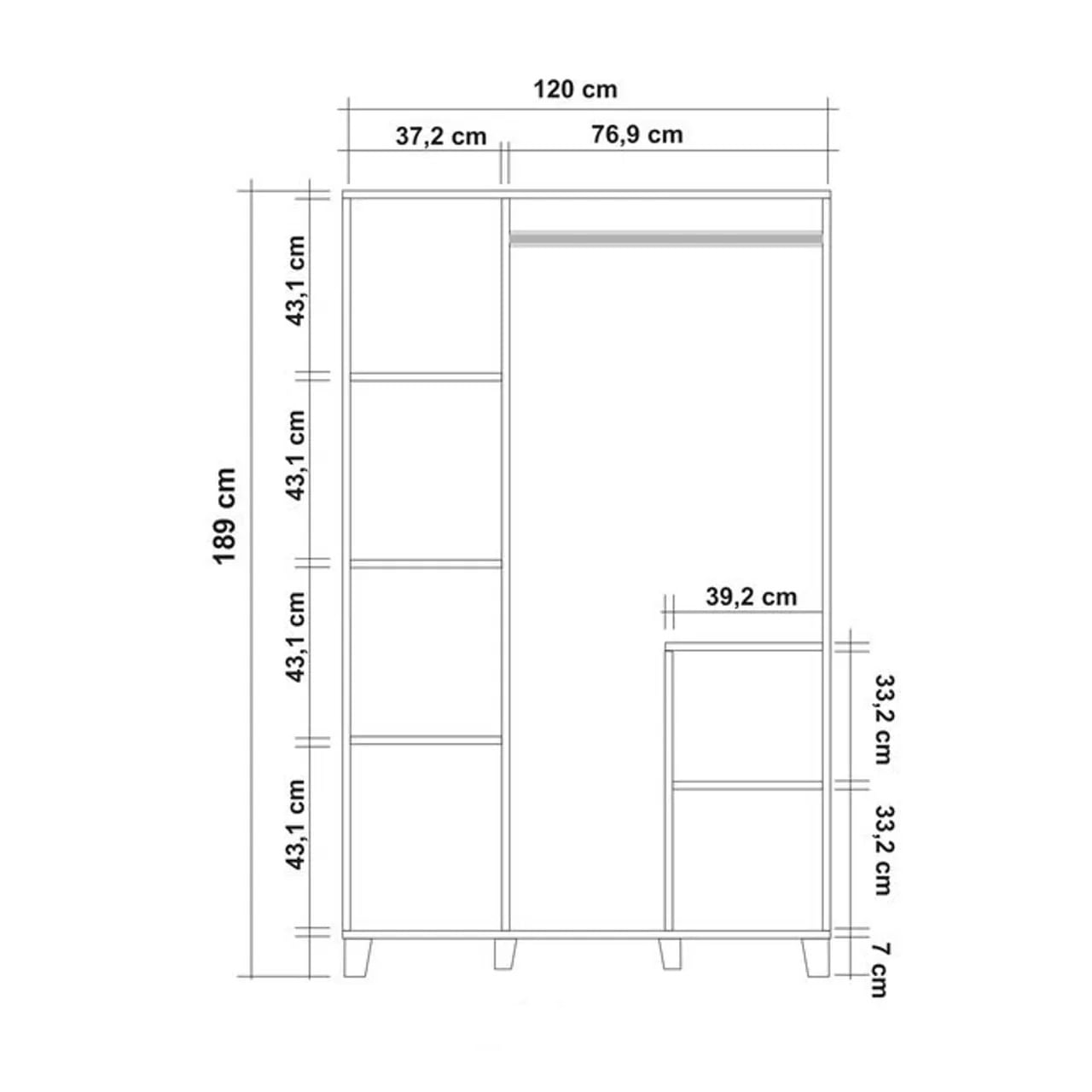 Dulap, Hanah Home, pal melaminat, pin atlantic, 120x48x189 cm, 863SPH4243 — imaginea 2