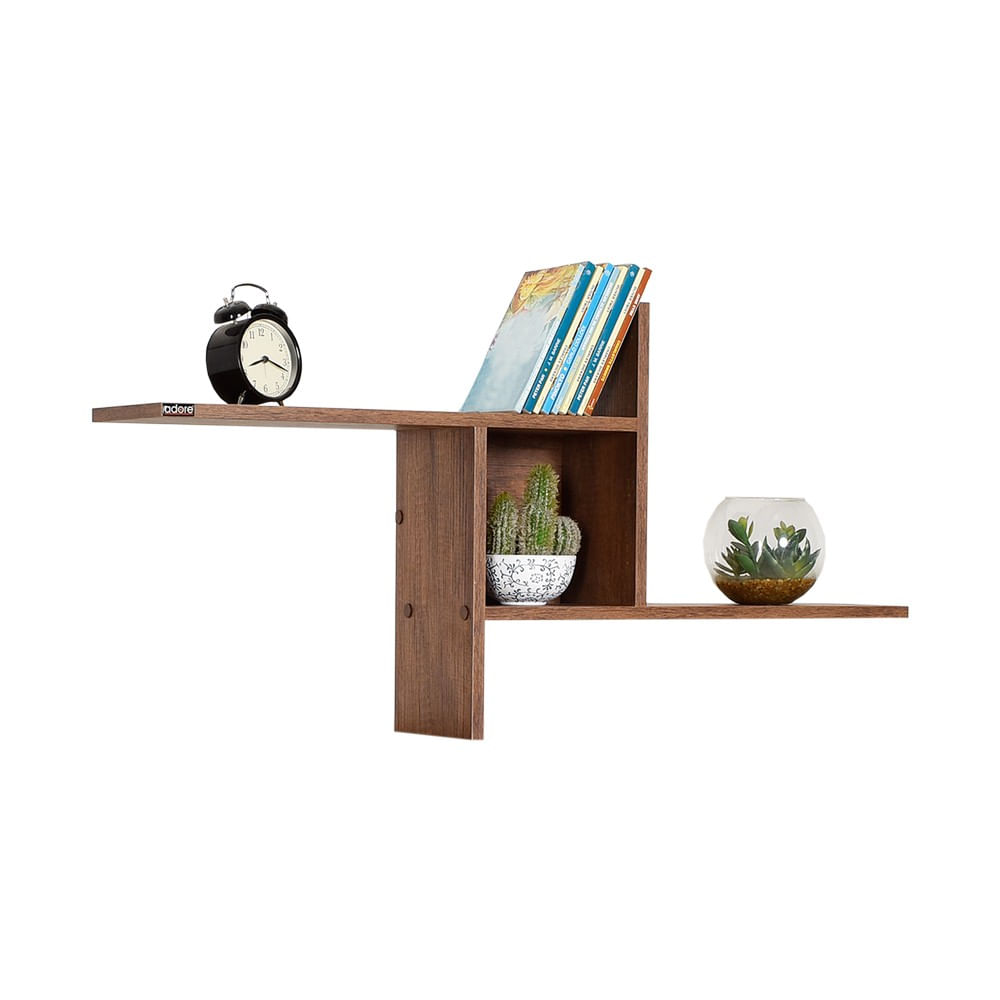 Raft de perete, Hanah Home, pal melaminat, oslo si nuc, 100x50x18 cm — imaginea 3