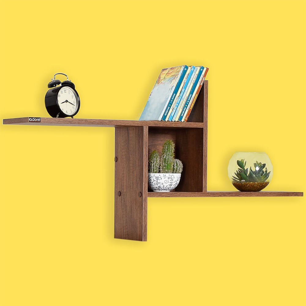 Raft de perete, Hanah Home, pal melaminat, oslo si nuc, 100x50x18 cm — imaginea 4