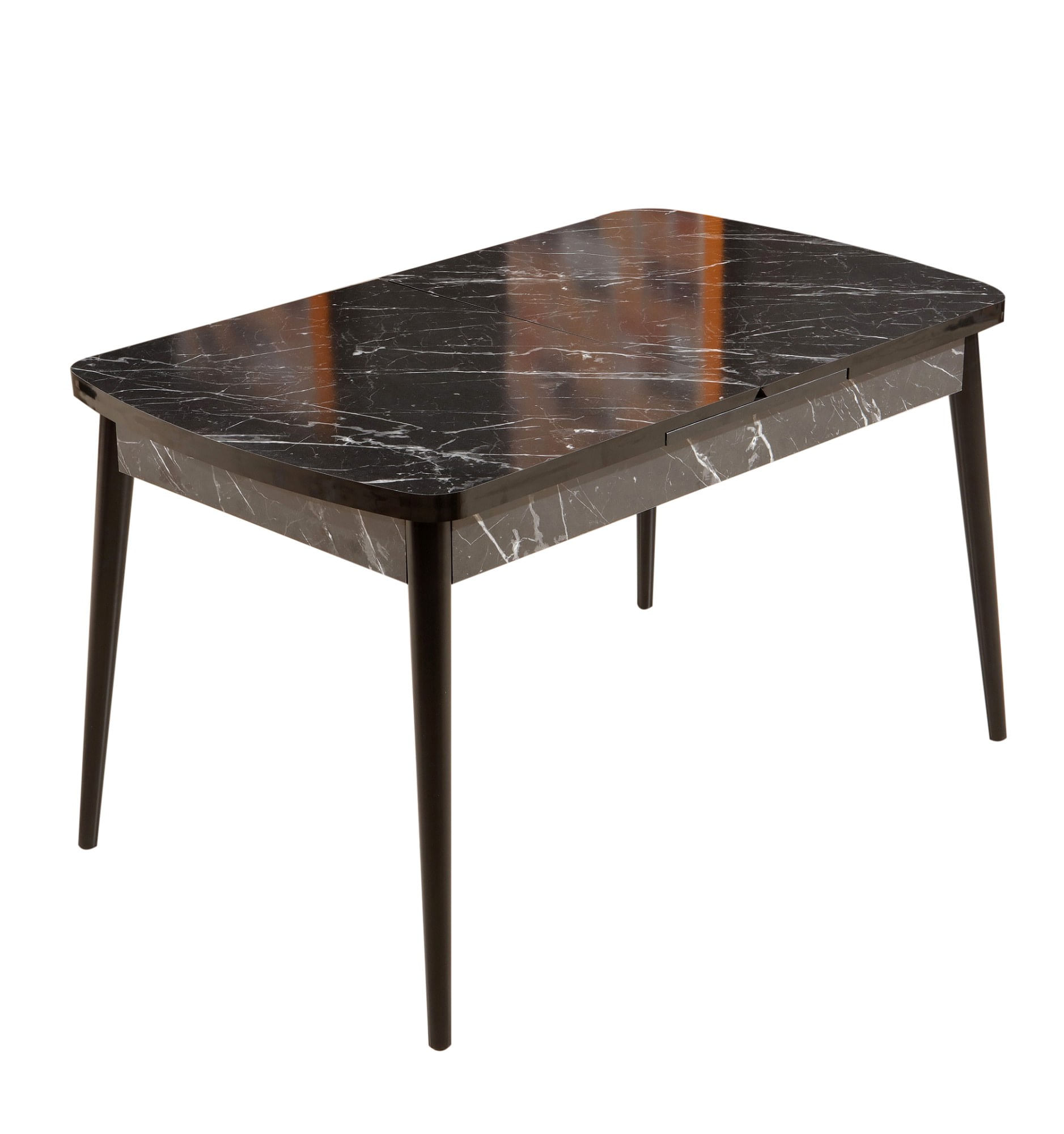Masa extensibila, Hanah Home, panou aglomerat cu melamina, negru alb, 132x79x76.5 cm