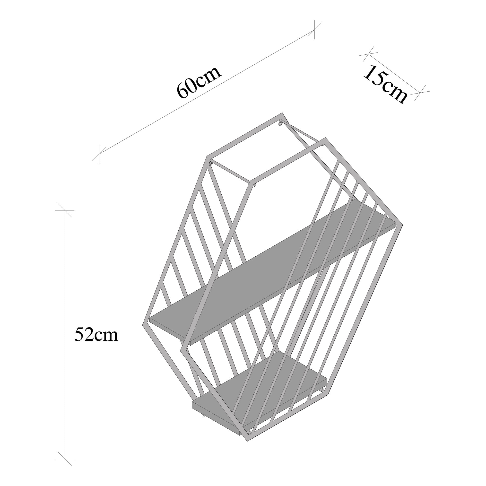 Raft de perete, Hanah Home, lemn molid, negru si nuc inchis, 60x52x15 cm — imaginea 5