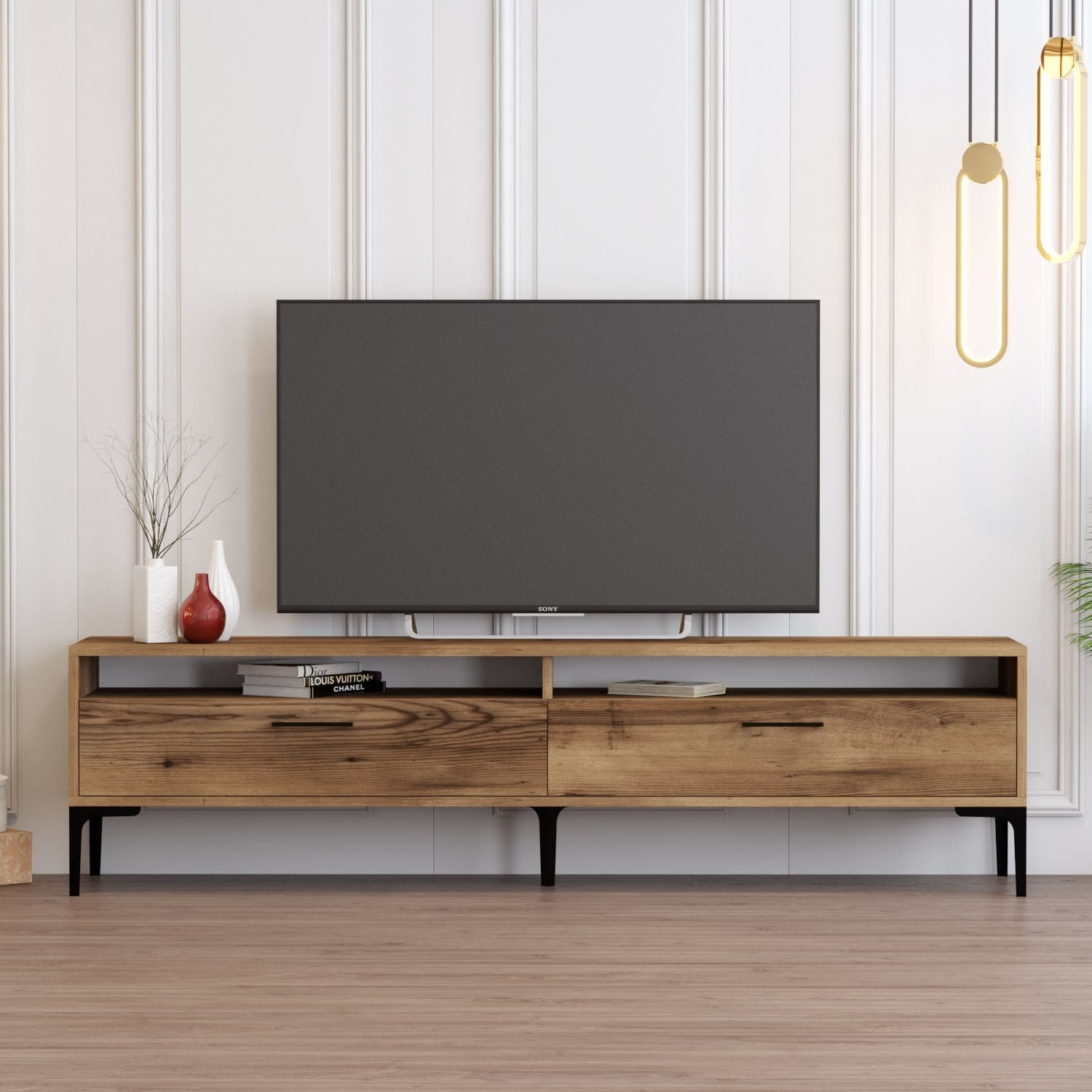 Comoda tv, Hanah Home, pal melaminat, nuc, 180x47x35 cm, 845HCT5518 — imaginea 2
