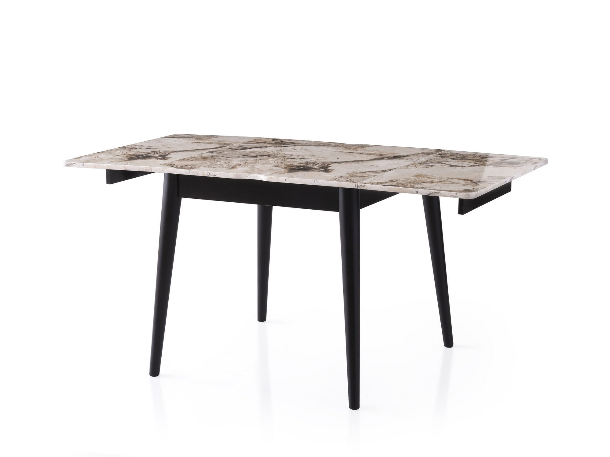 Masa extensibila, Hanah Home, placa de particule melaminata, marmura alba, 80x80x75 cm, extensibila pana la 160 cm
