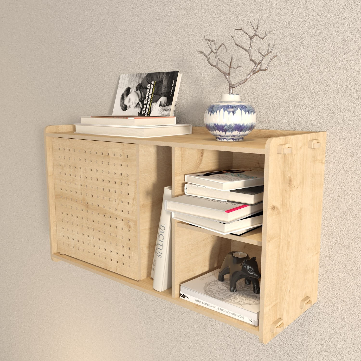 Raft de perete, Hanah Home, pal melaminat, stejar, 65x30x22 cm — imaginea 4