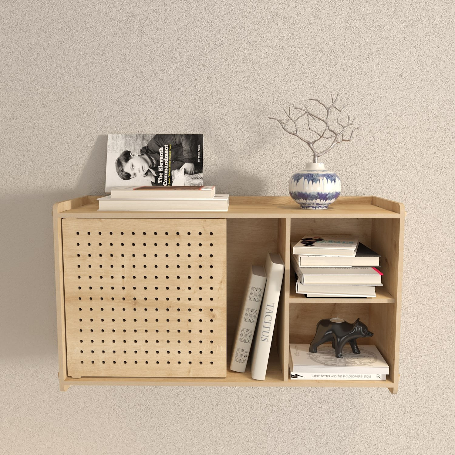 Raft de perete, Hanah Home, pal melaminat, stejar, 65x30x22 cm — imaginea 7