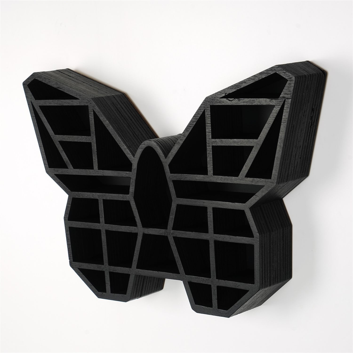 Raft de perete, Hanah Home, lemn masiv, negru, 27x40x6 cm — imaginea 5