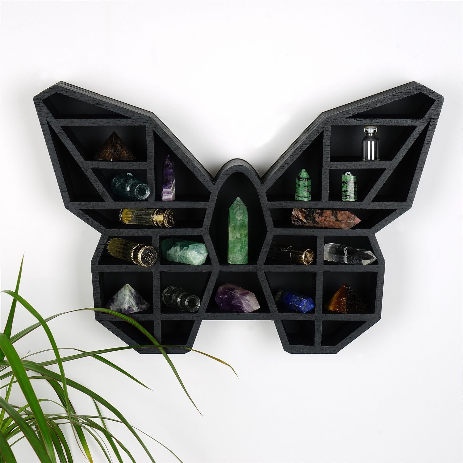 Raft de perete, Hanah Home, lemn masiv, negru, 27x40x6 cm — imaginea 6