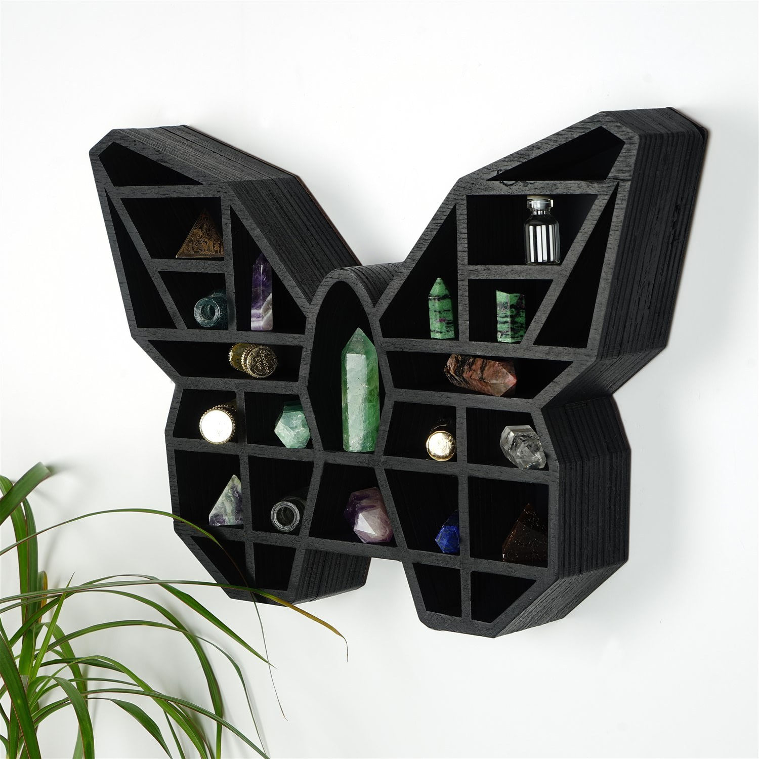 Raft de perete, Hanah Home, lemn masiv, negru, 27x40x6 cm — imaginea 7