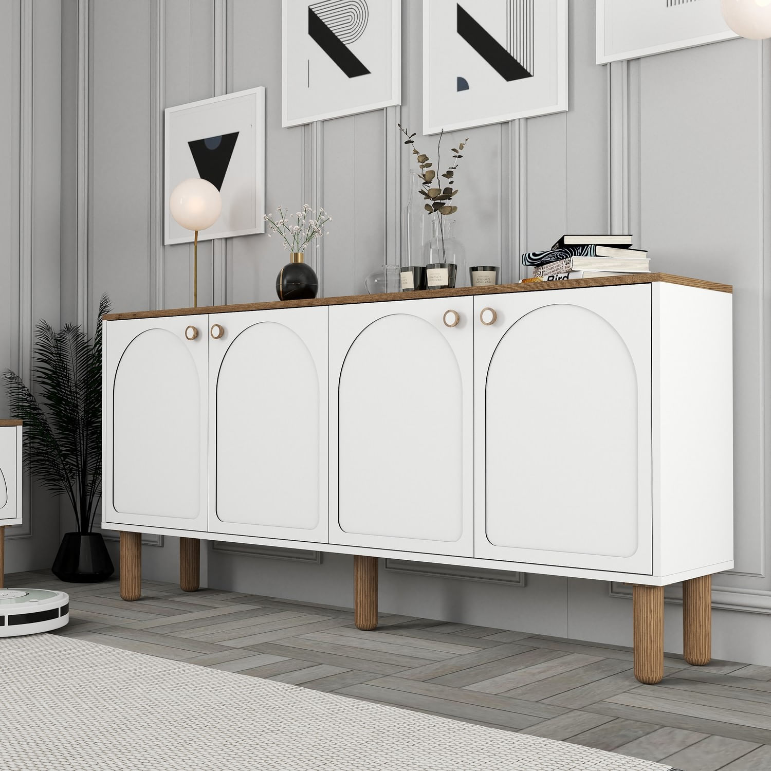 Consola, Hanah Home, pal melaminat, alb, 180x35x84 cm — imaginea 2