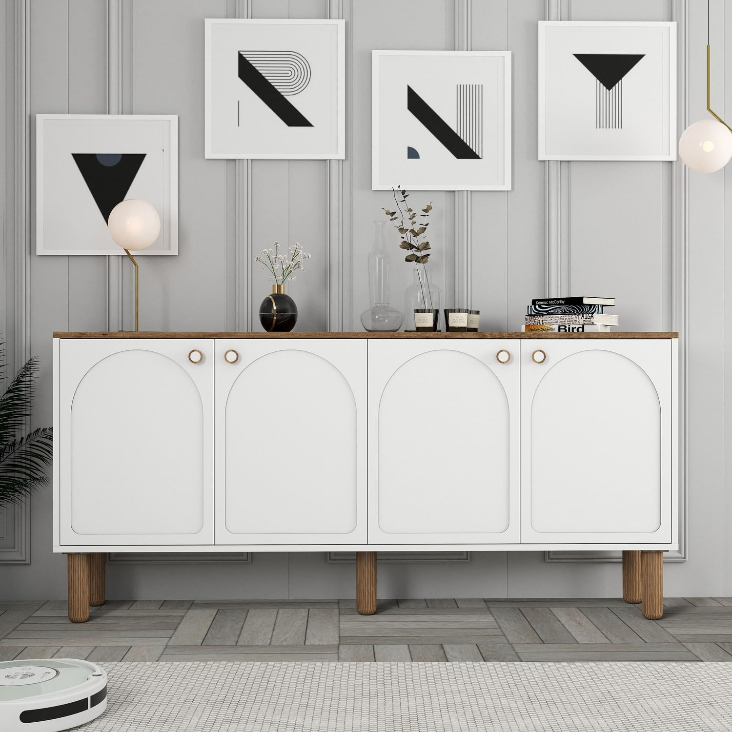 Consola, Hanah Home, pal melaminat, alb, 180x35x84 cm — imaginea 4