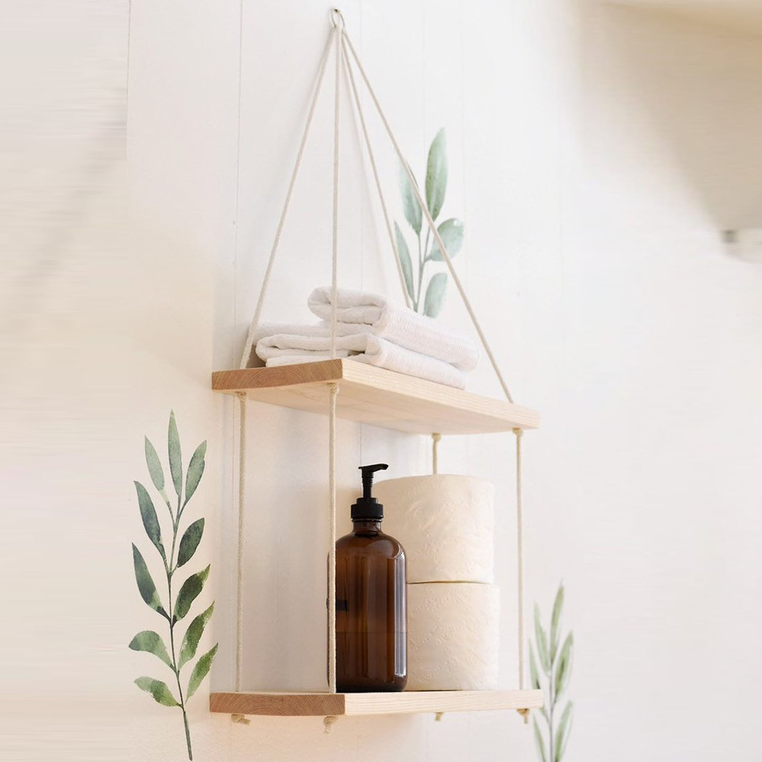 Raft de perete, Hanah Home, lemn de molid, nuc, 40x14x2 cm — imaginea 2