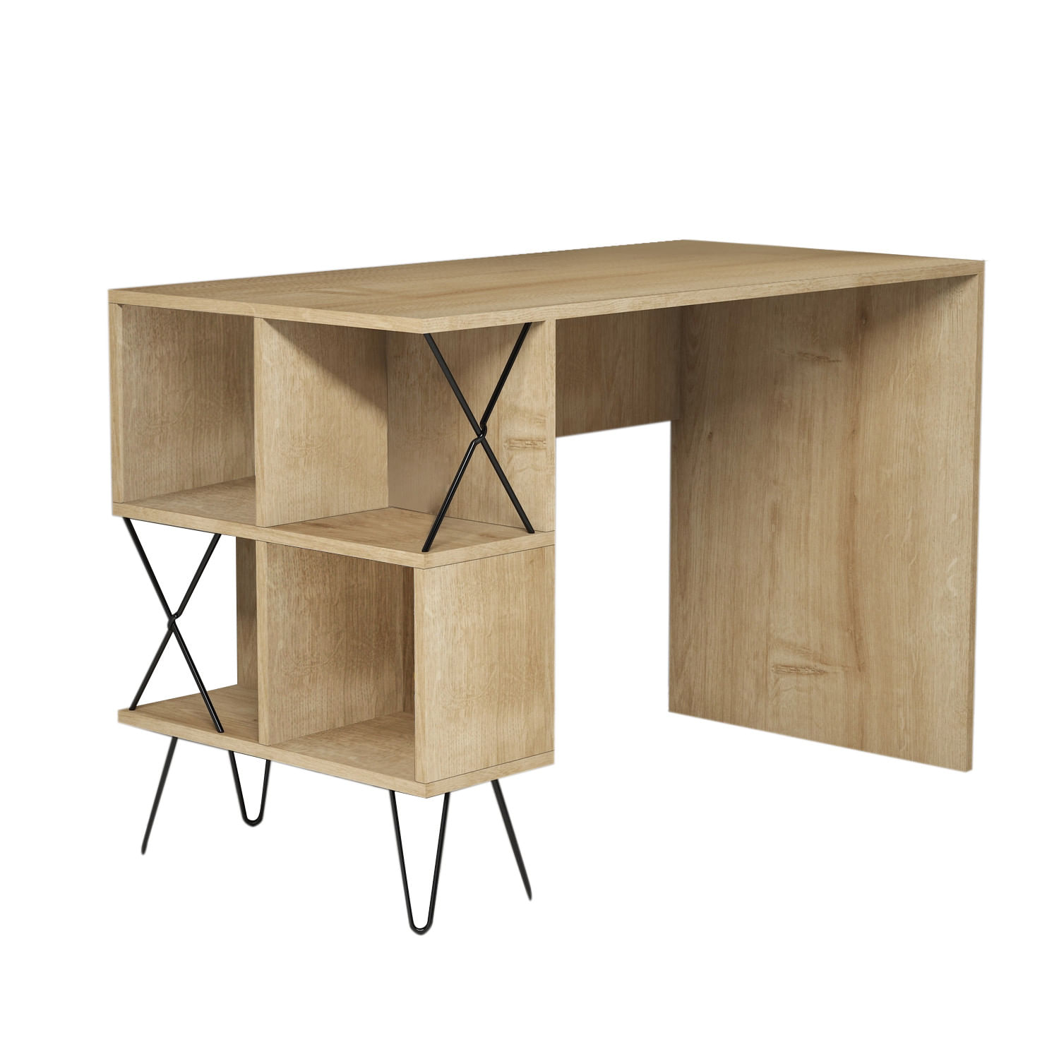 Birou, Hanah Home, PAL melaminat, stejar si negru, 120x60x78.8 cm — imaginea 2