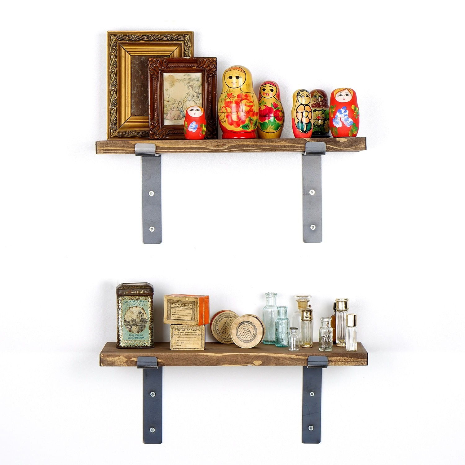Raft de perete decorativ, Hanah Home, lemn de molid, negru nuc, 40x16x14 cm — imaginea 5