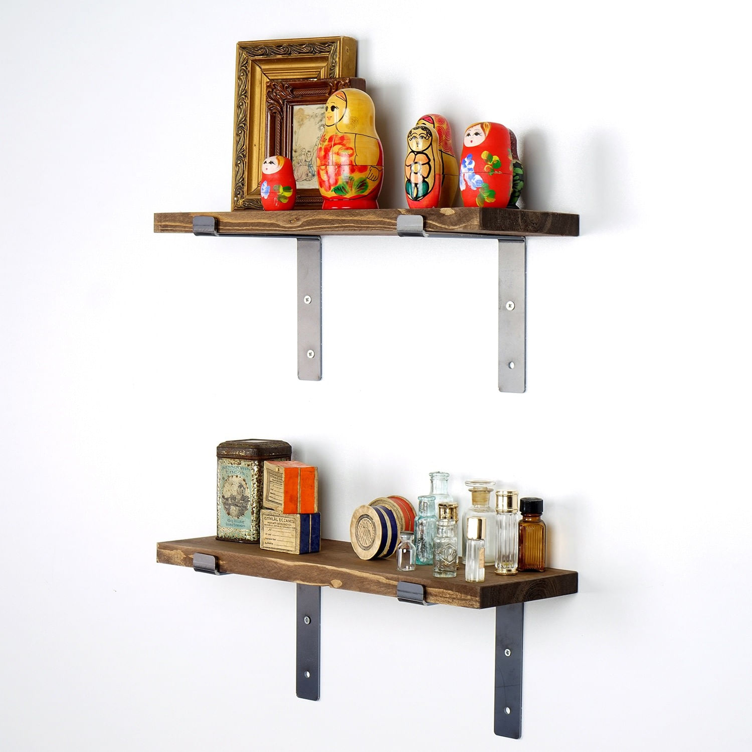 Raft de perete decorativ, Hanah Home, lemn de molid, negru nuc, 40x16x14 cm — imaginea 6