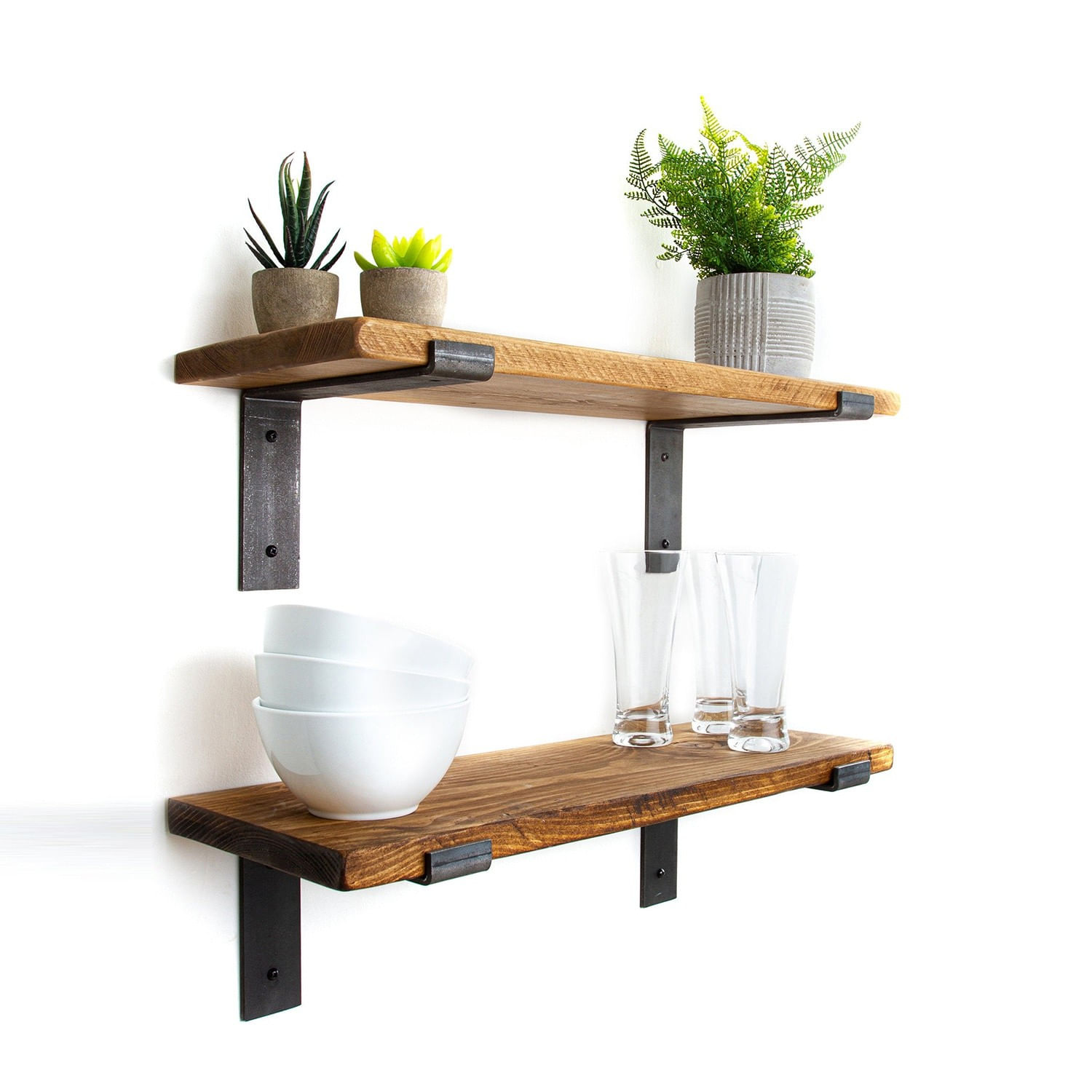 Raft de perete decorativ, Hanah Home, lemn de molid, negru nuc, 40x16x14 cm — imaginea 11