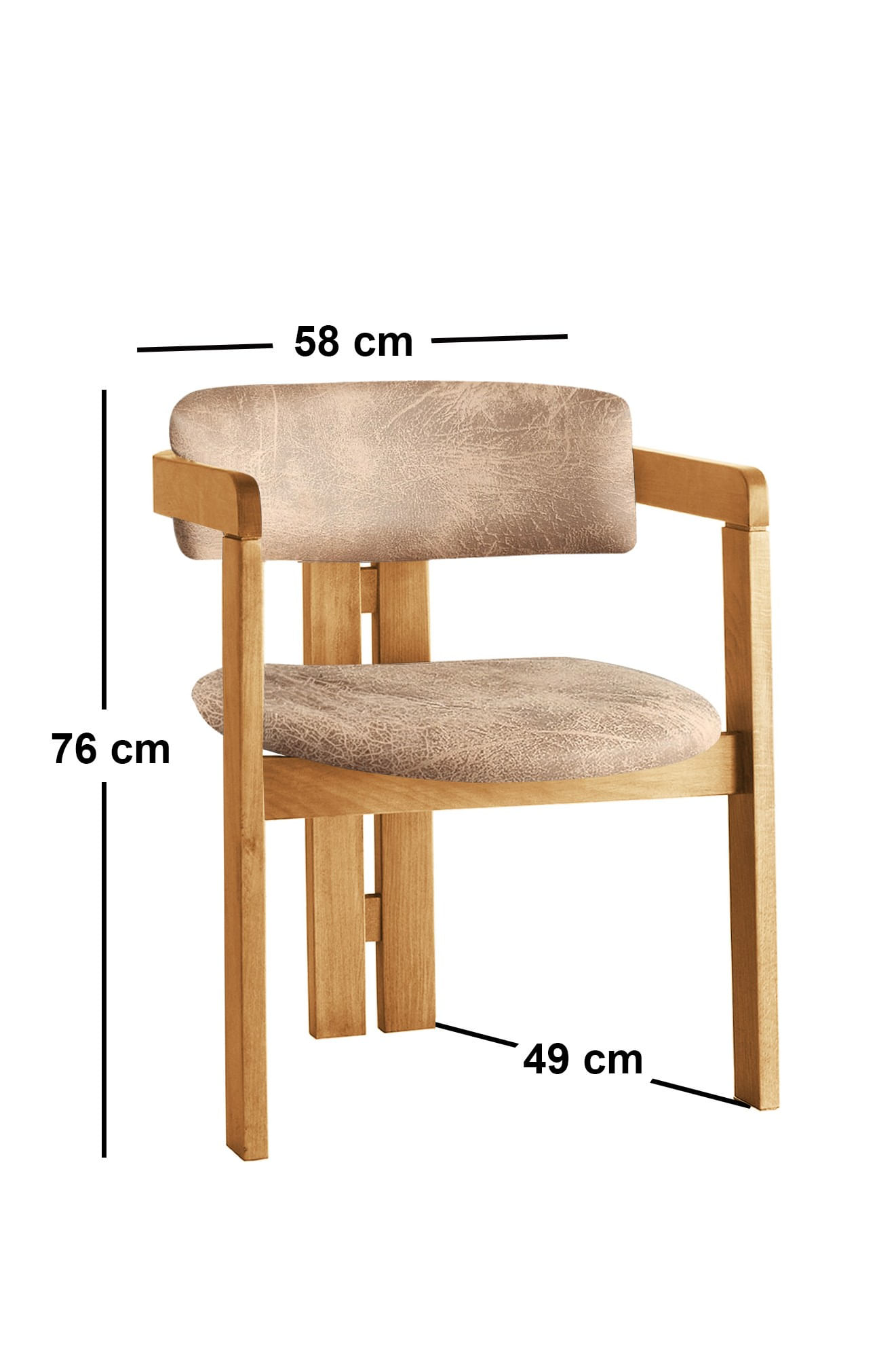 Fotoliu, Hanah Home, lemn, stejar bej, 58x49x76 cm — imaginea 3