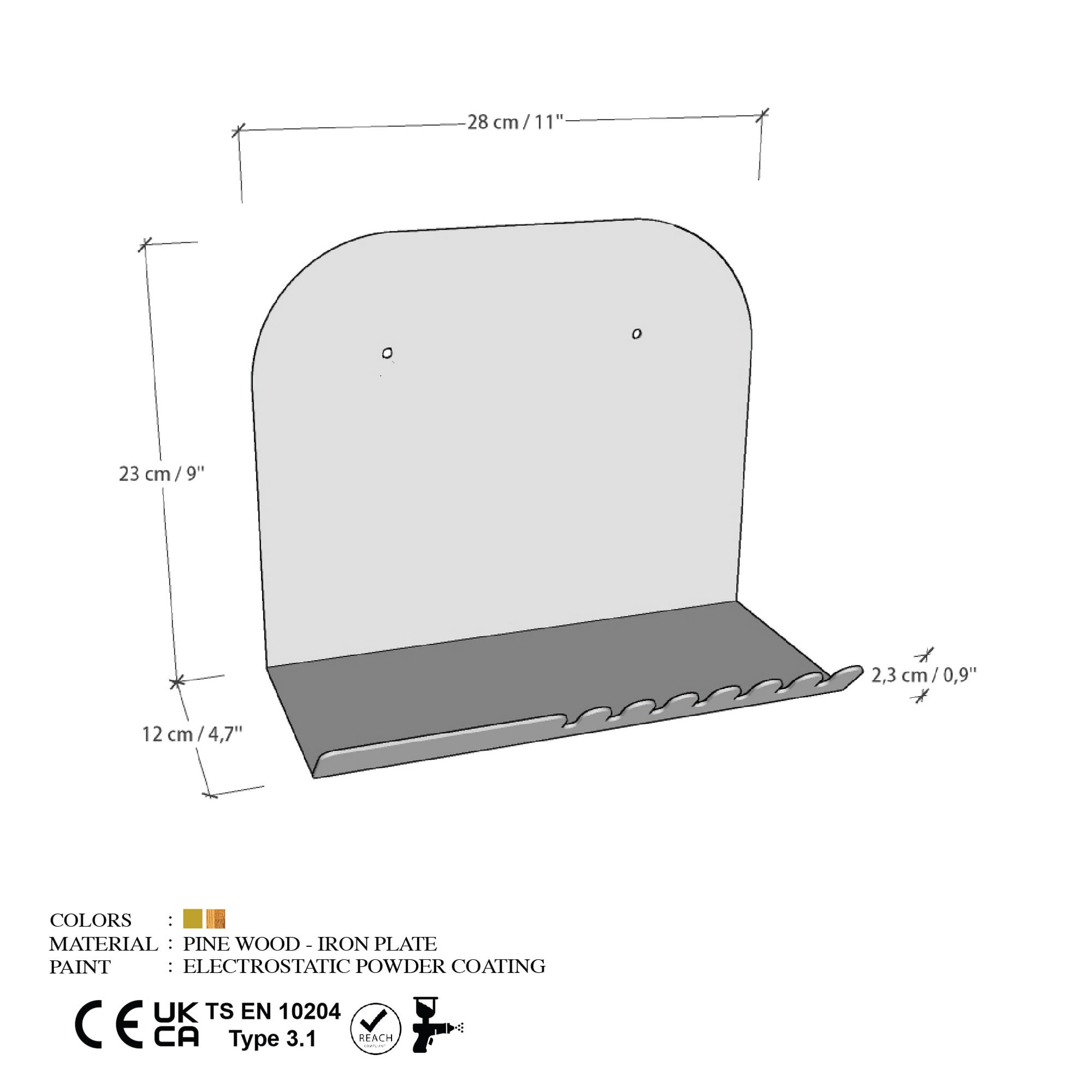 Raft de perete, Hanah Home, metal, auriu, 28x23x12 cm — imaginea 7