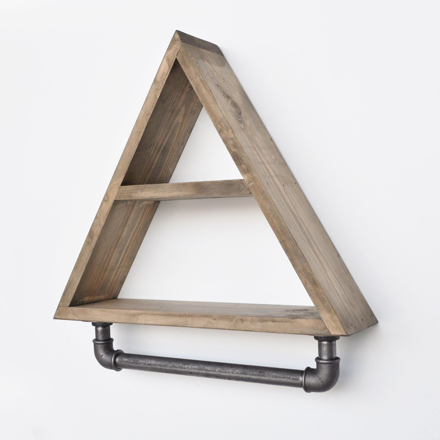 Raft de perete, Hanah Home, lemn de molid si metal, nuc si negru, 36x41x11 cm — imaginea 4