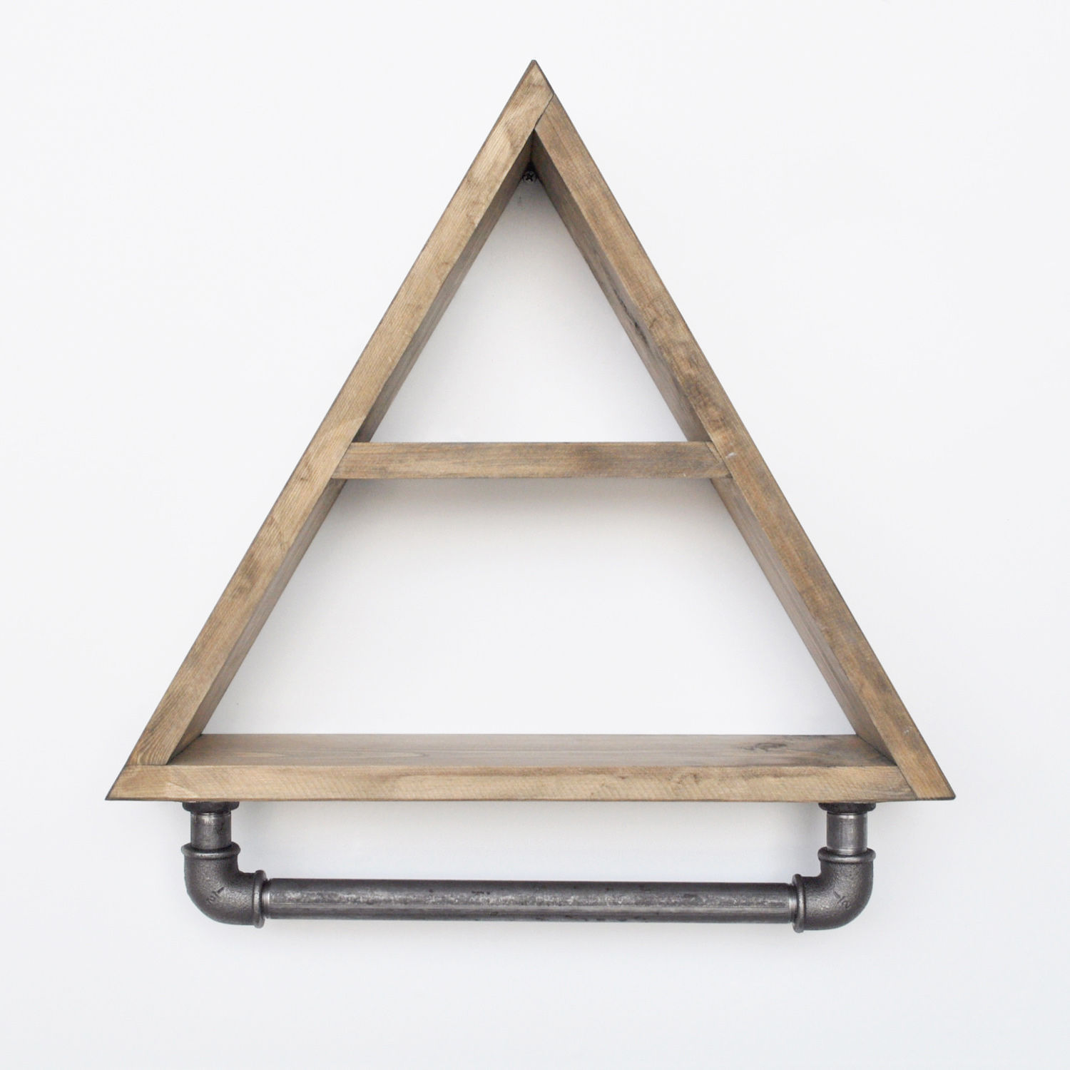 Raft de perete, Hanah Home, lemn de molid si metal, nuc si negru, 36x41x11 cm — imaginea 5