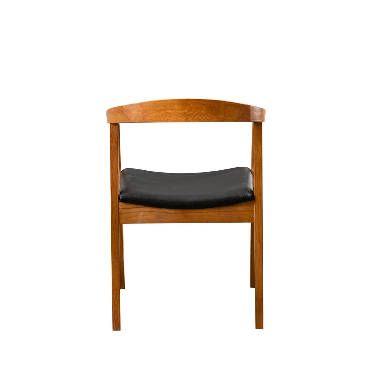 Scaun, Hanah Home, lemn masiv, piele ecologica, nuc si negru, 50x70x53 cm — imaginea 2
