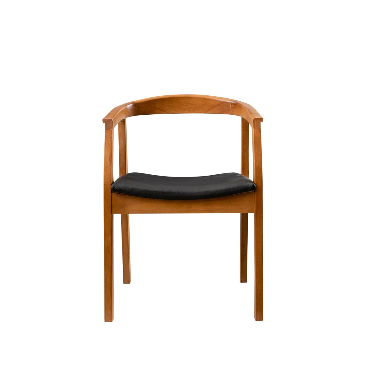 Scaun, Hanah Home, lemn masiv, piele ecologica, nuc si negru, 50x70x53 cm — imaginea 3