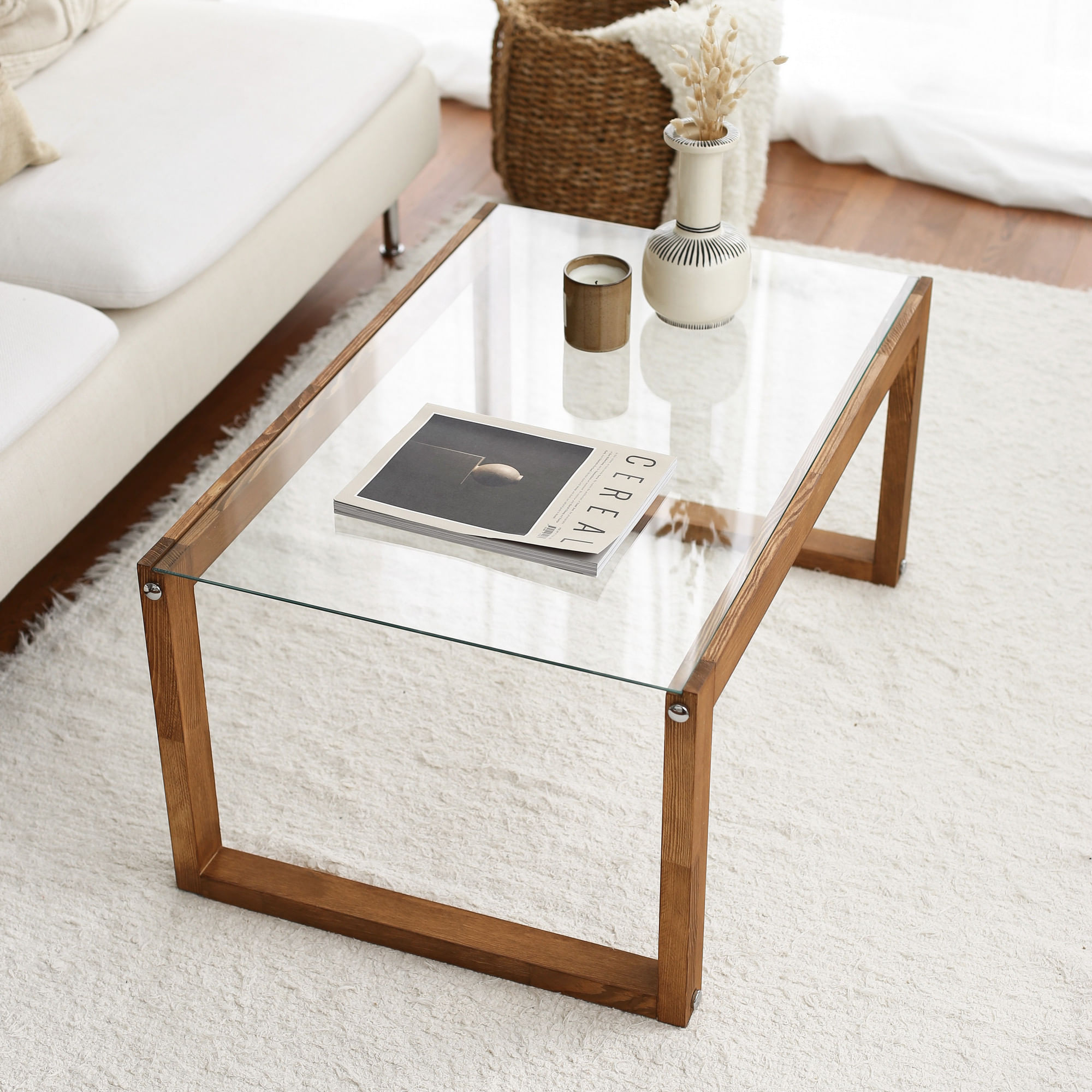 Masuta de cafea, Hanah Home, lemn masiv de pin, culoare lemn, 85x55x40 cm — imaginea 3