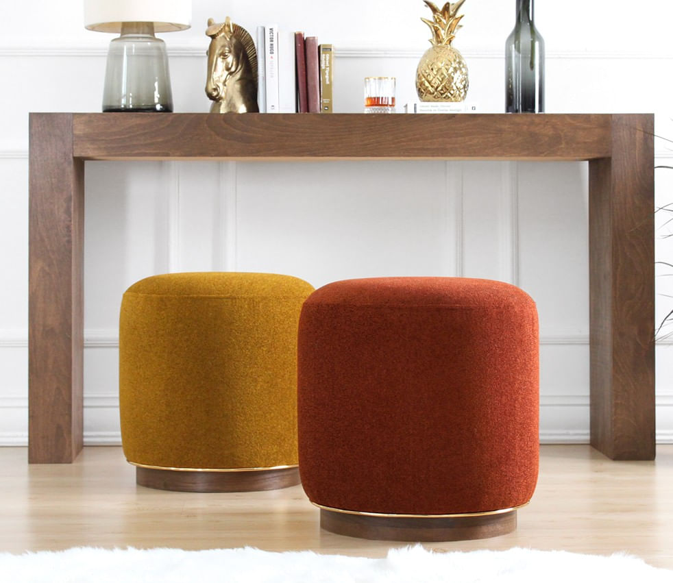 Puf, Atelier Del Sofa, 100% bumbac, rosu tigla, 45x45x47 cm
