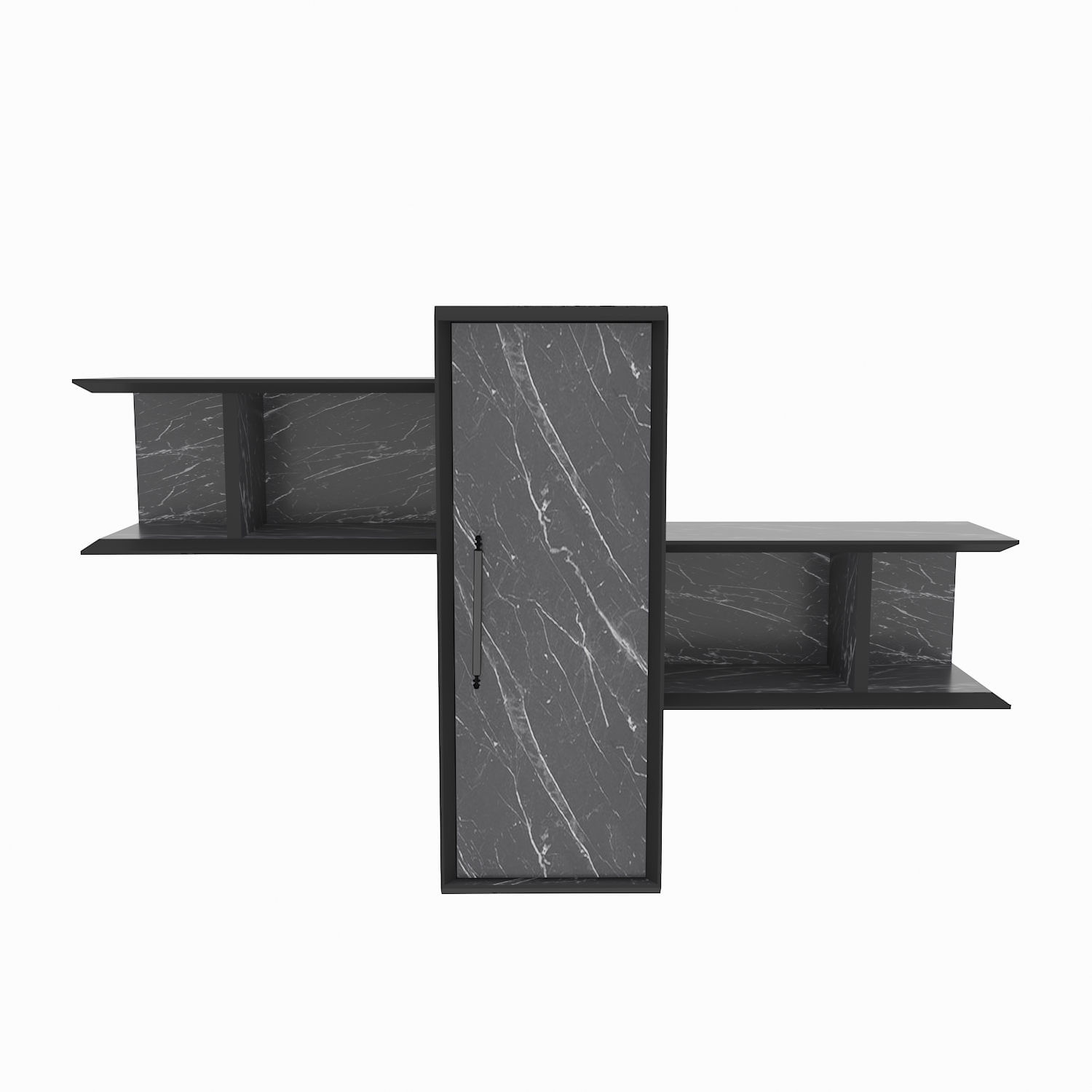 Raft de perete, Hanah Home, pal melaminat, negru, 118.6x35x51.8 cm — imaginea 5