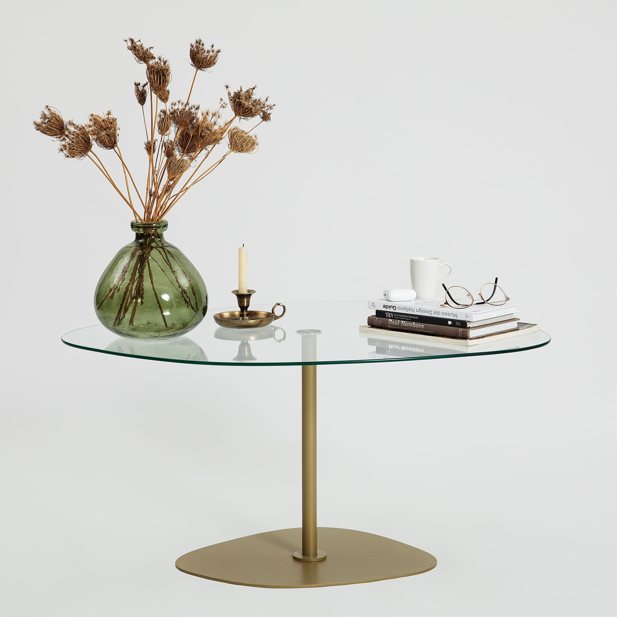 Masuta de cafea, Hanah Home, sticla securizata, transparent auriu, 85x67x40 cm — imaginea 3