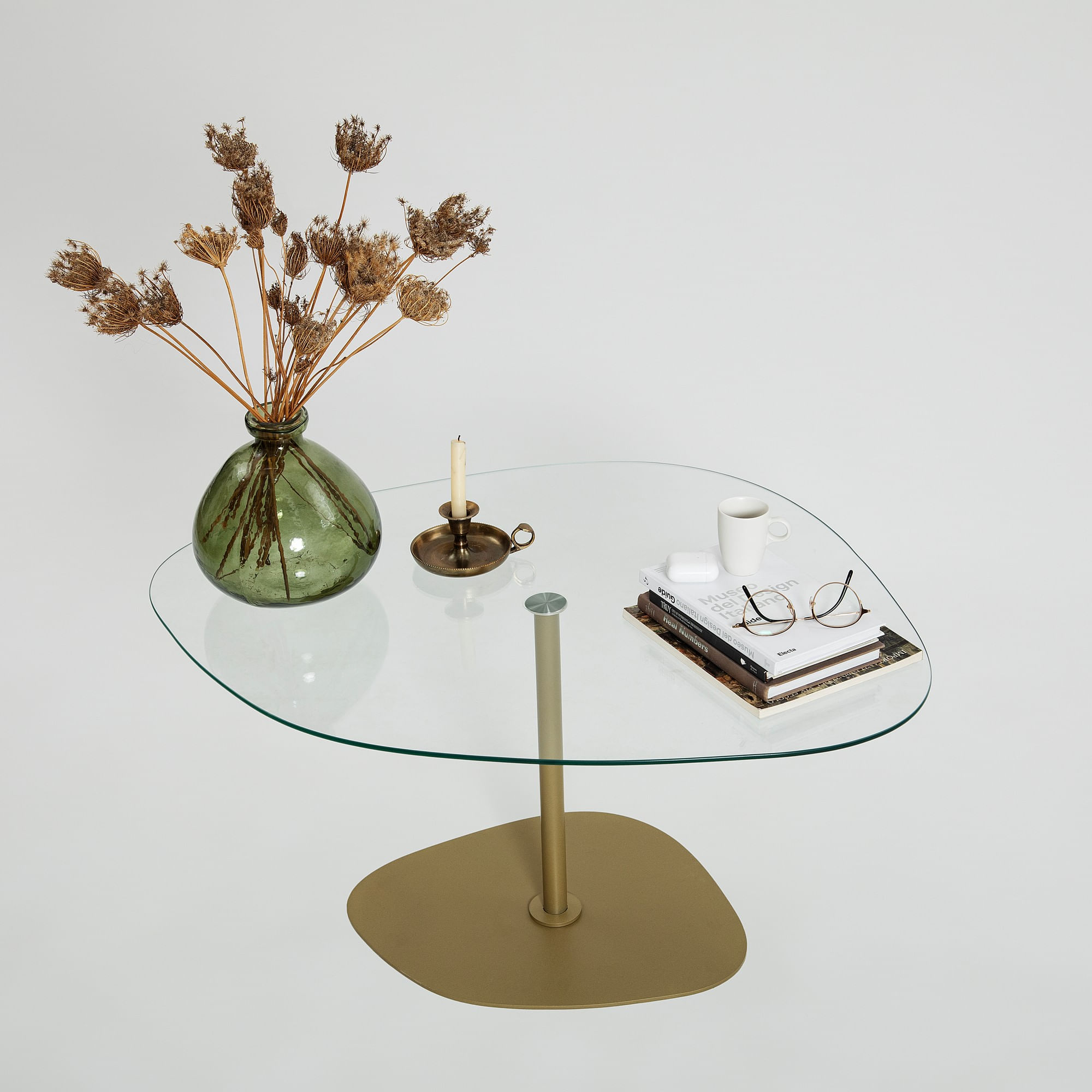 Masuta de cafea, Hanah Home, sticla securizata, transparent auriu, 85x67x40 cm — imaginea 5