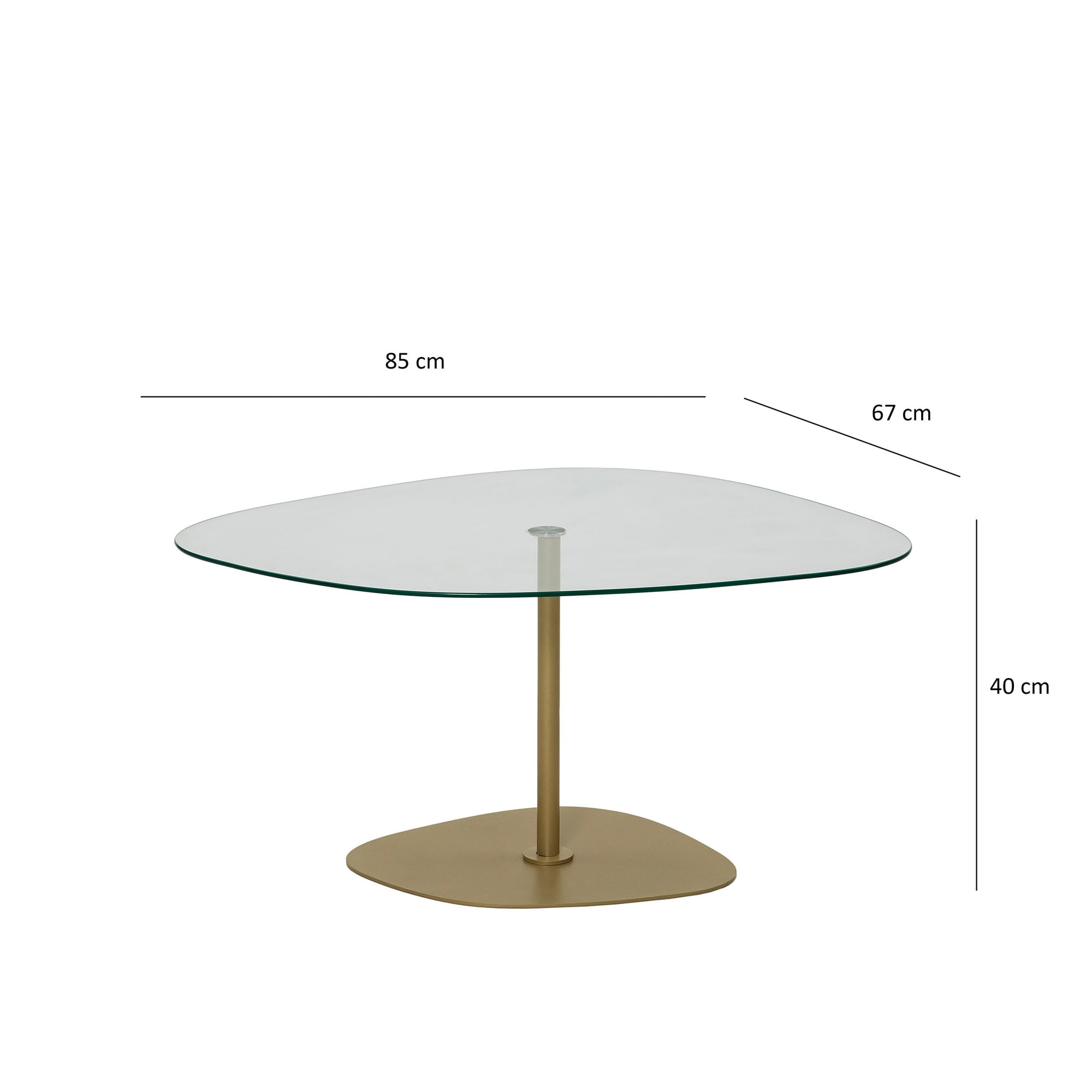 Masuta de cafea, Hanah Home, sticla securizata, transparent auriu, 85x67x40 cm — imaginea 6