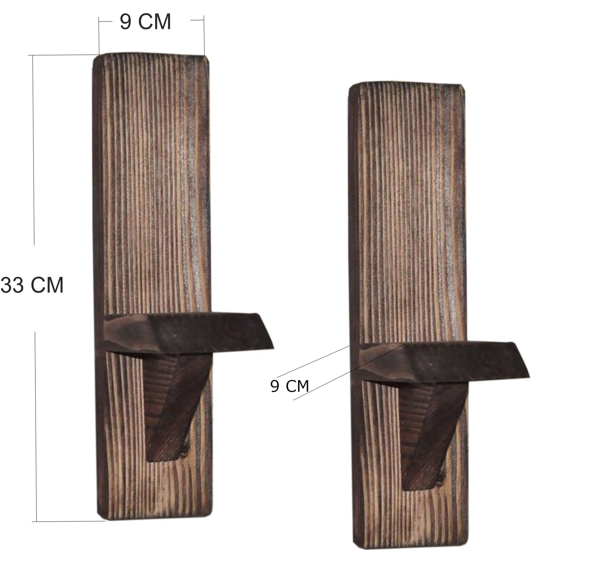 Raft de perete, Hanah Home, lemn de molid, nuc, 33x14x9 cm — imaginea 3