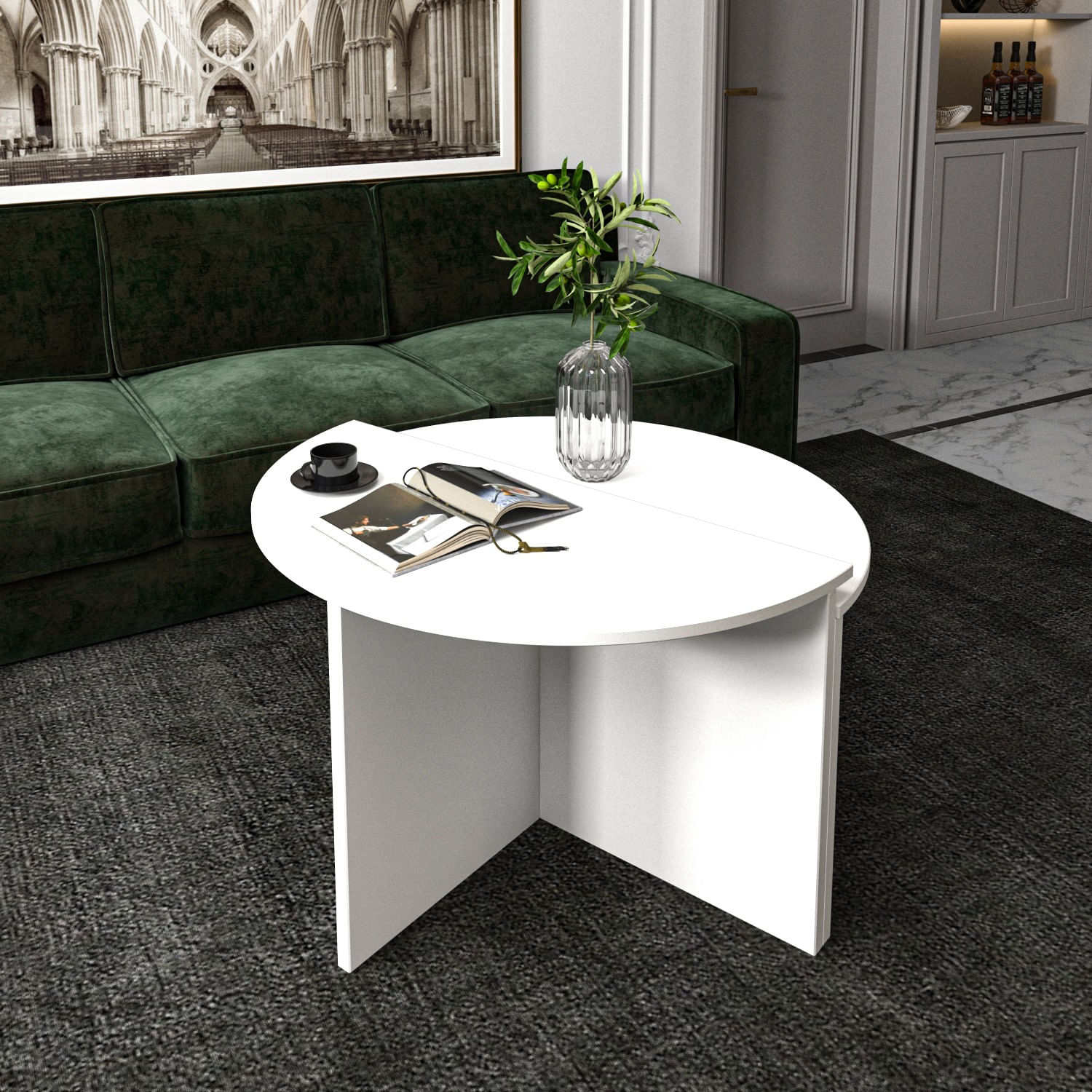 Masuta de cafea, Hanah Home, pal melaminat, alb, 70x51.8x38 cm — imaginea 7