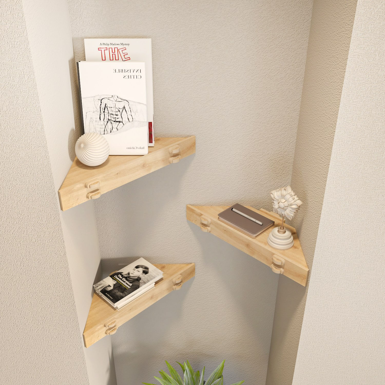 Raft de perete, Hanah Home, pal melaminat, stejar, 39.4x14.5x5 cm — imaginea 4