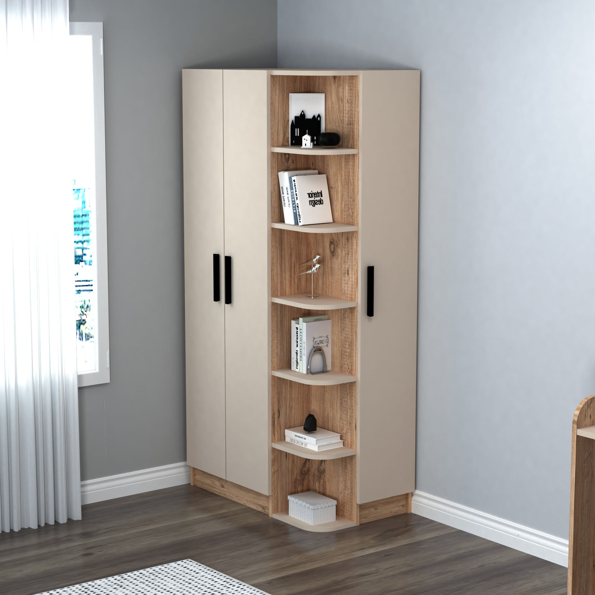 Sifonier, Hanah Home, pal melaminat, pin atlantic bej, 90x50x181.8 cm - imagine 6