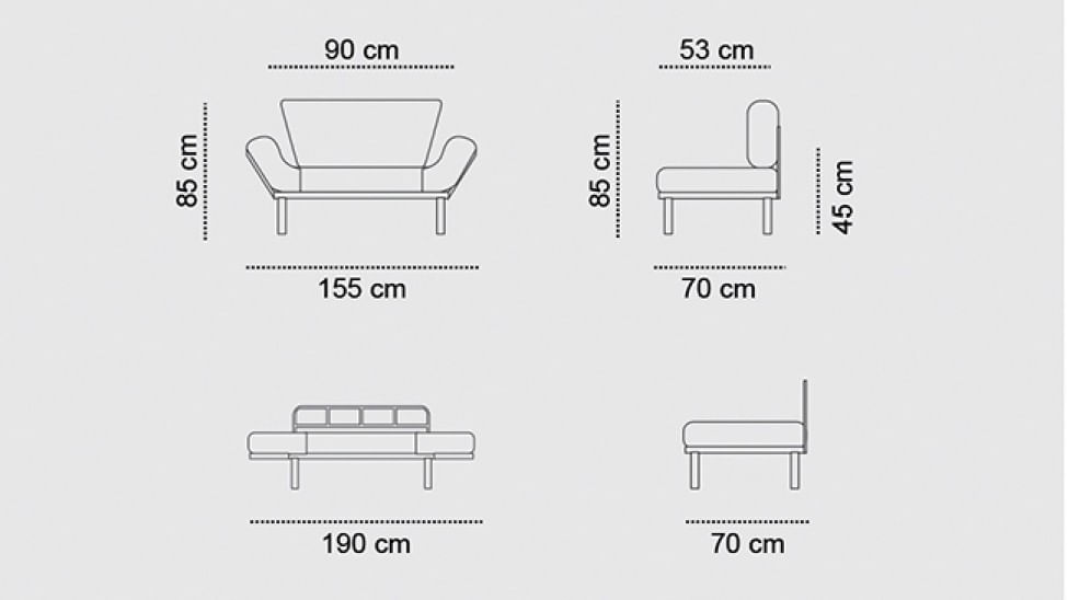 Canapea extensibila, Hanah Home, microfibra, negru, 155x85x70 cm
